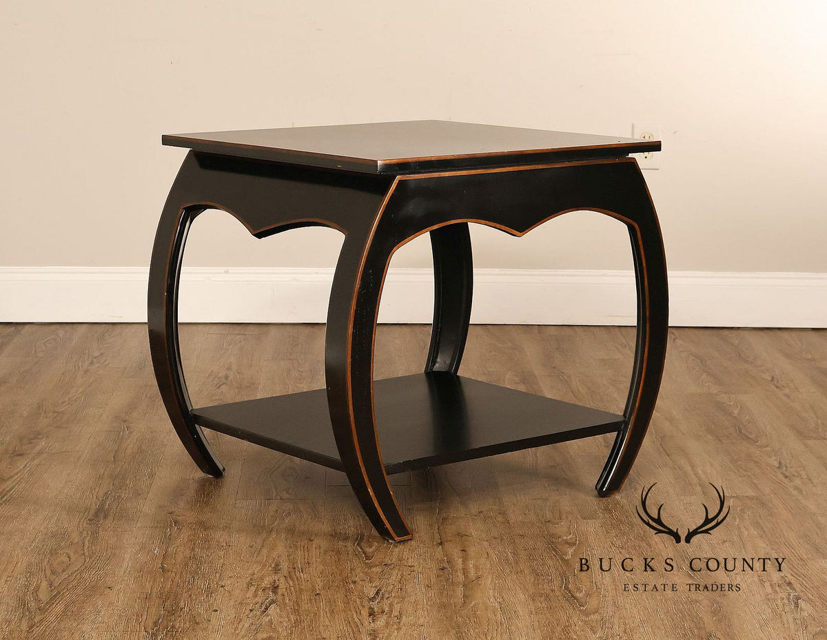 Harden Black Lacquered Chinoiserie Style Side Table With Inlay