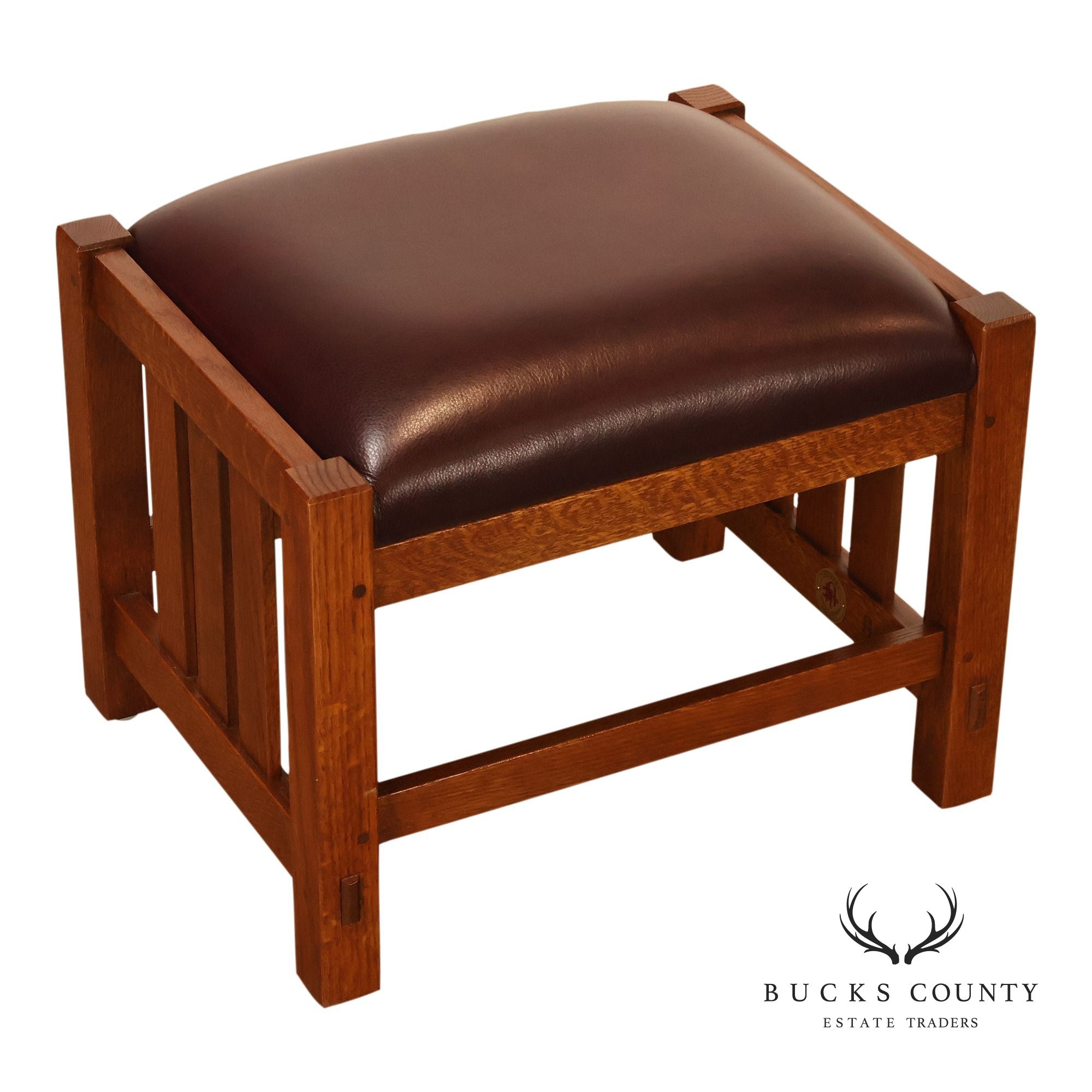 Stickley Mission Collection Oak & Leather Ottoman Footstool