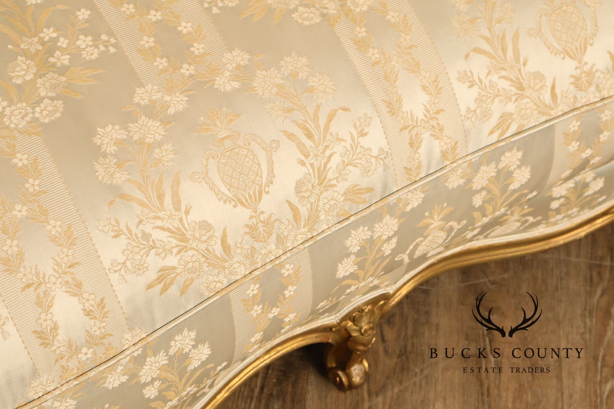 Antique French Louis XV Style Giltwood Upholstered Sofa