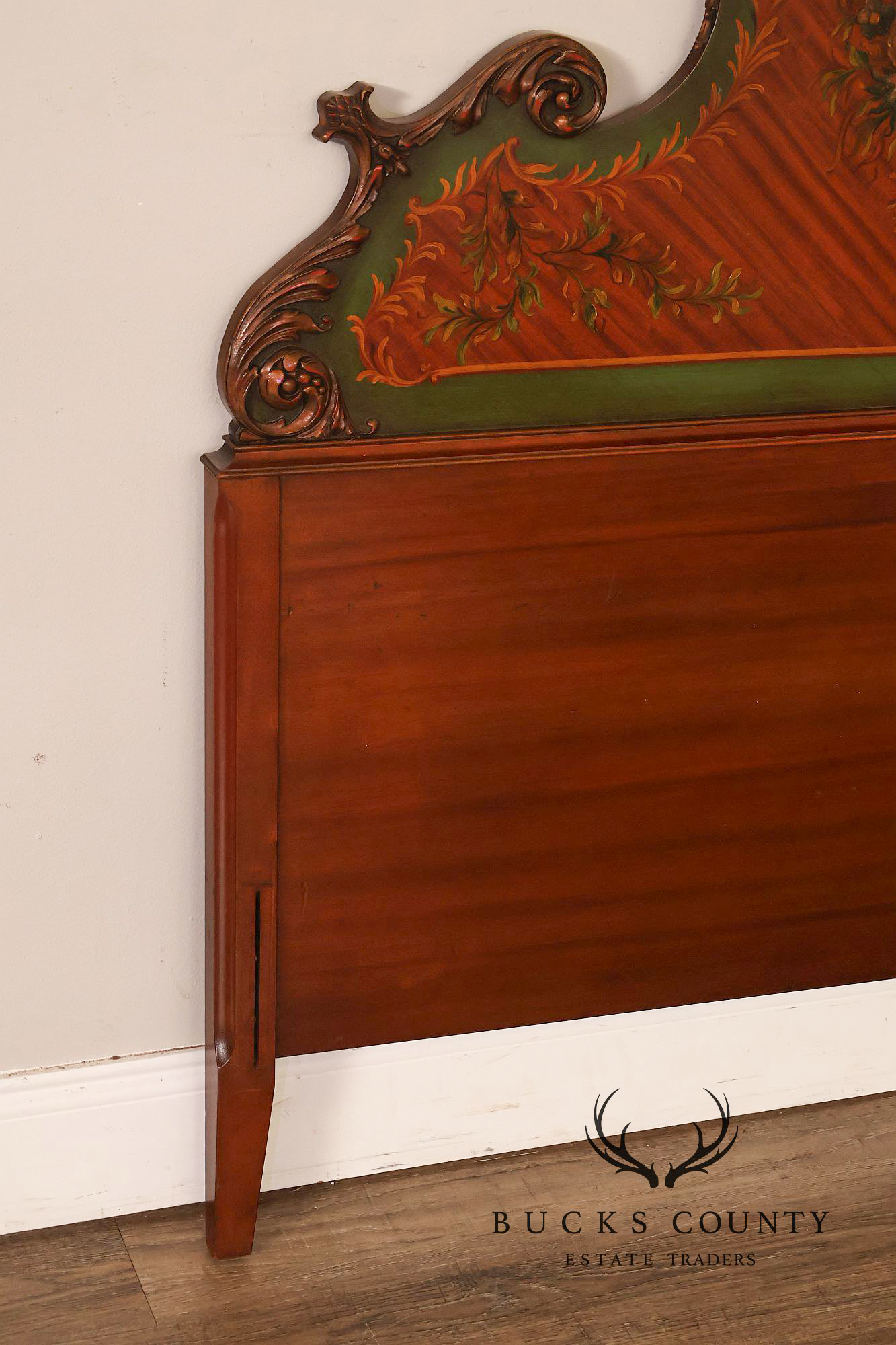 Edwardian Paint Decorated Satinwood Twin Headboard