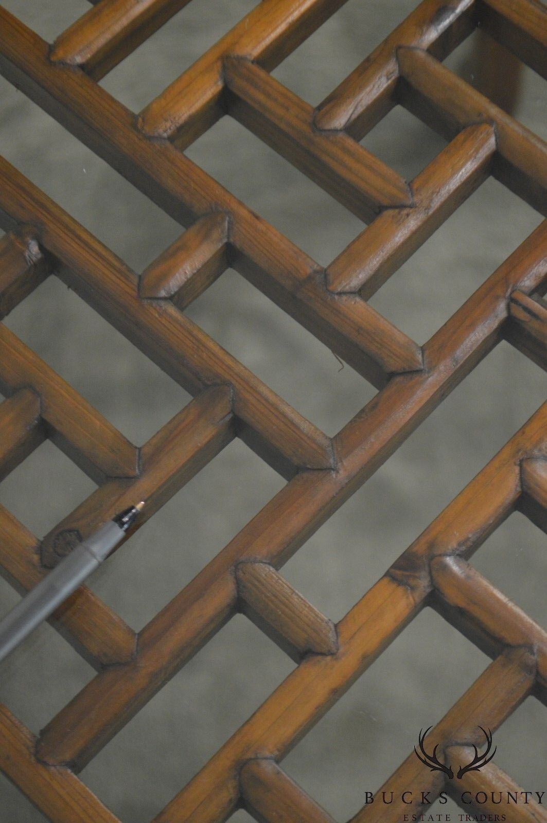 Vintage Chinese Lattice Work Table with Glass Top