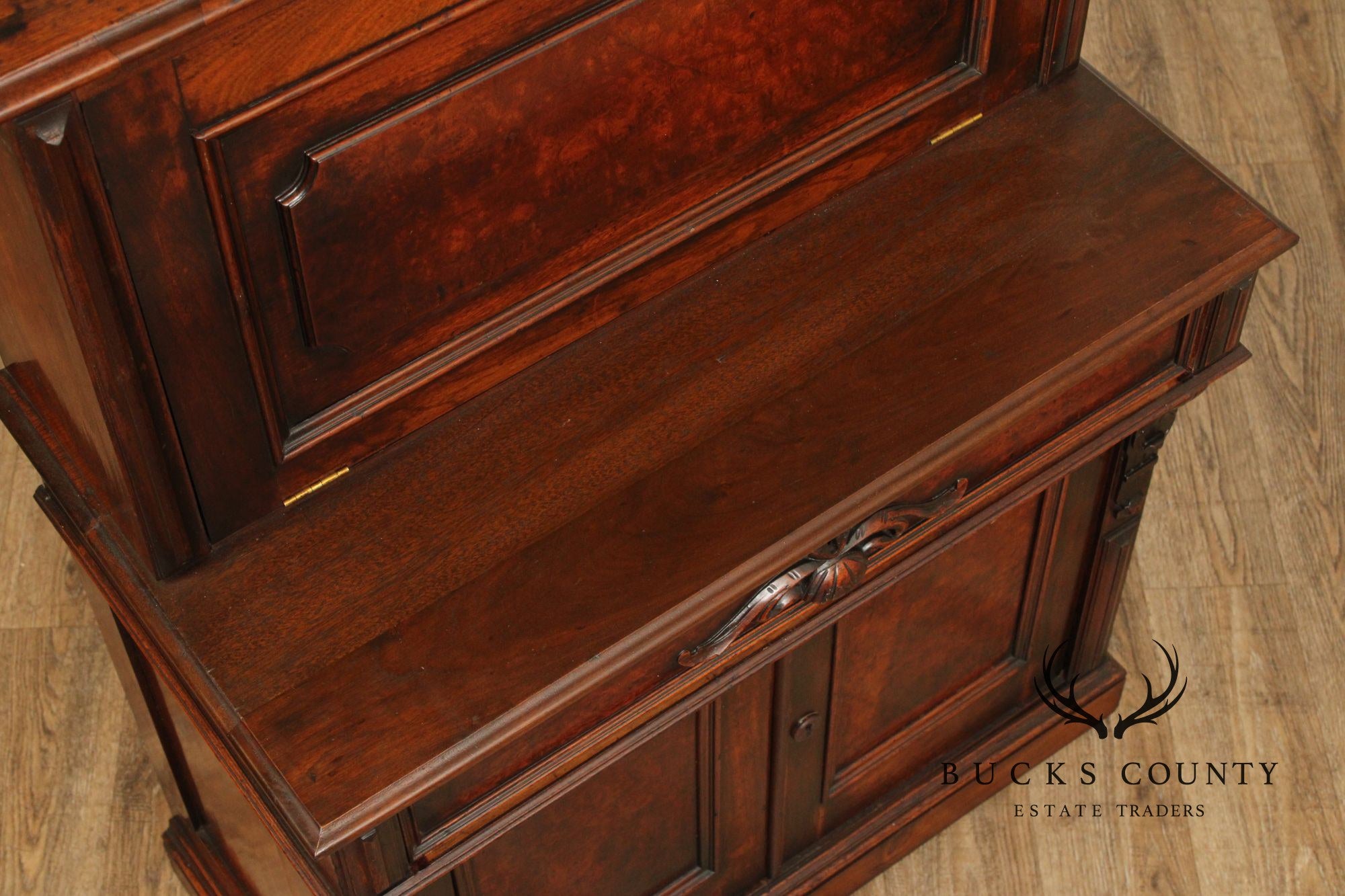 Antique Renaissance Revival Carved Walnut Drop-Front Desk