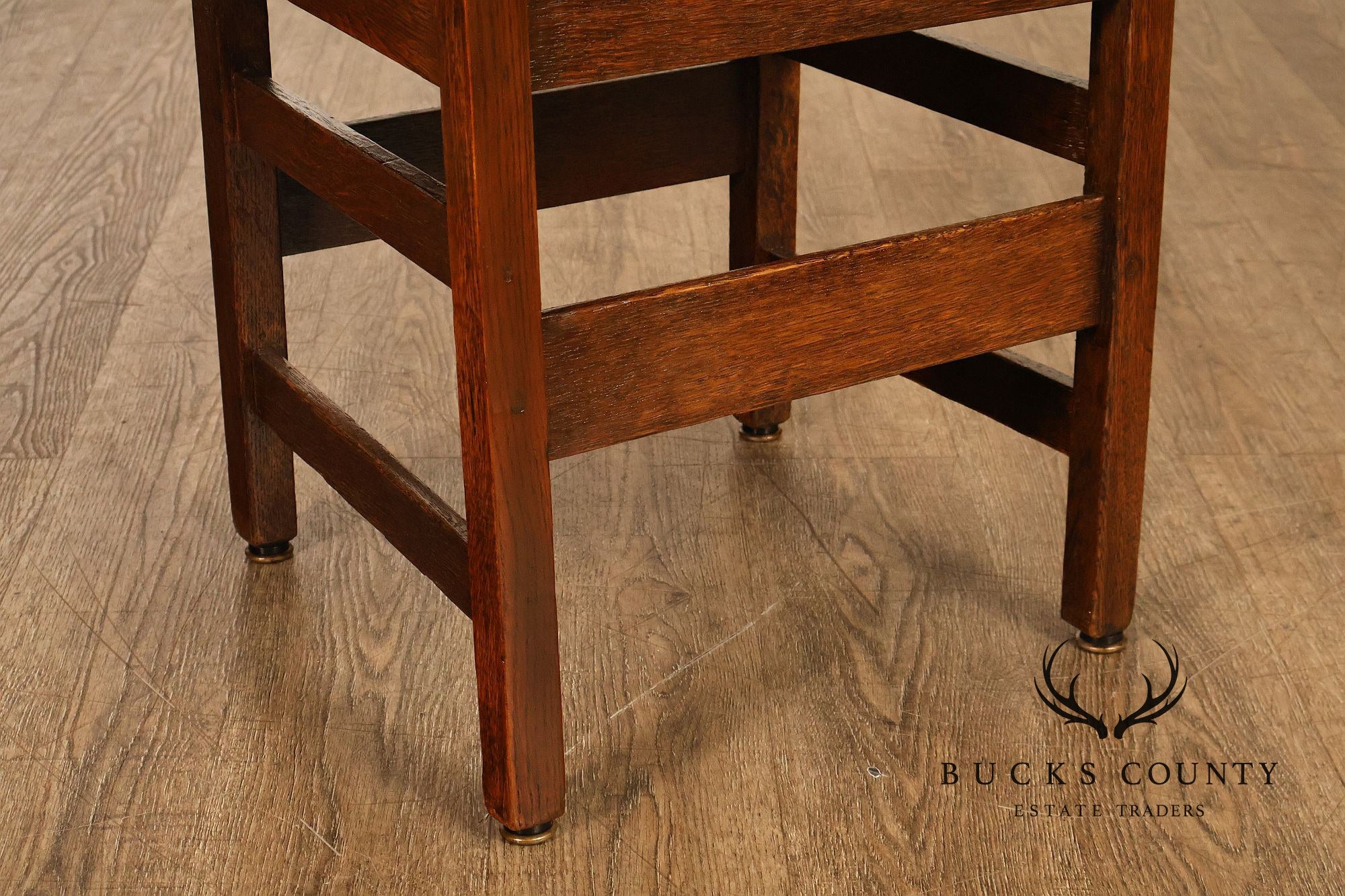 Antique L. & J.G. Stickley Mission Oak Set Of Four Ladder Back Dining Chairs