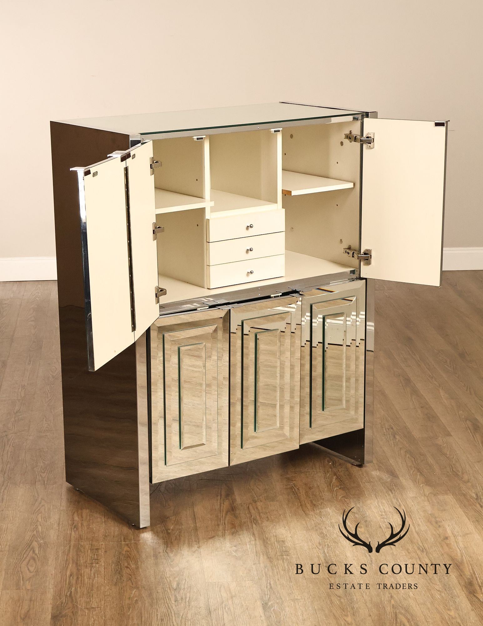 Ello Hollywood Regency Mirrored Armoire
