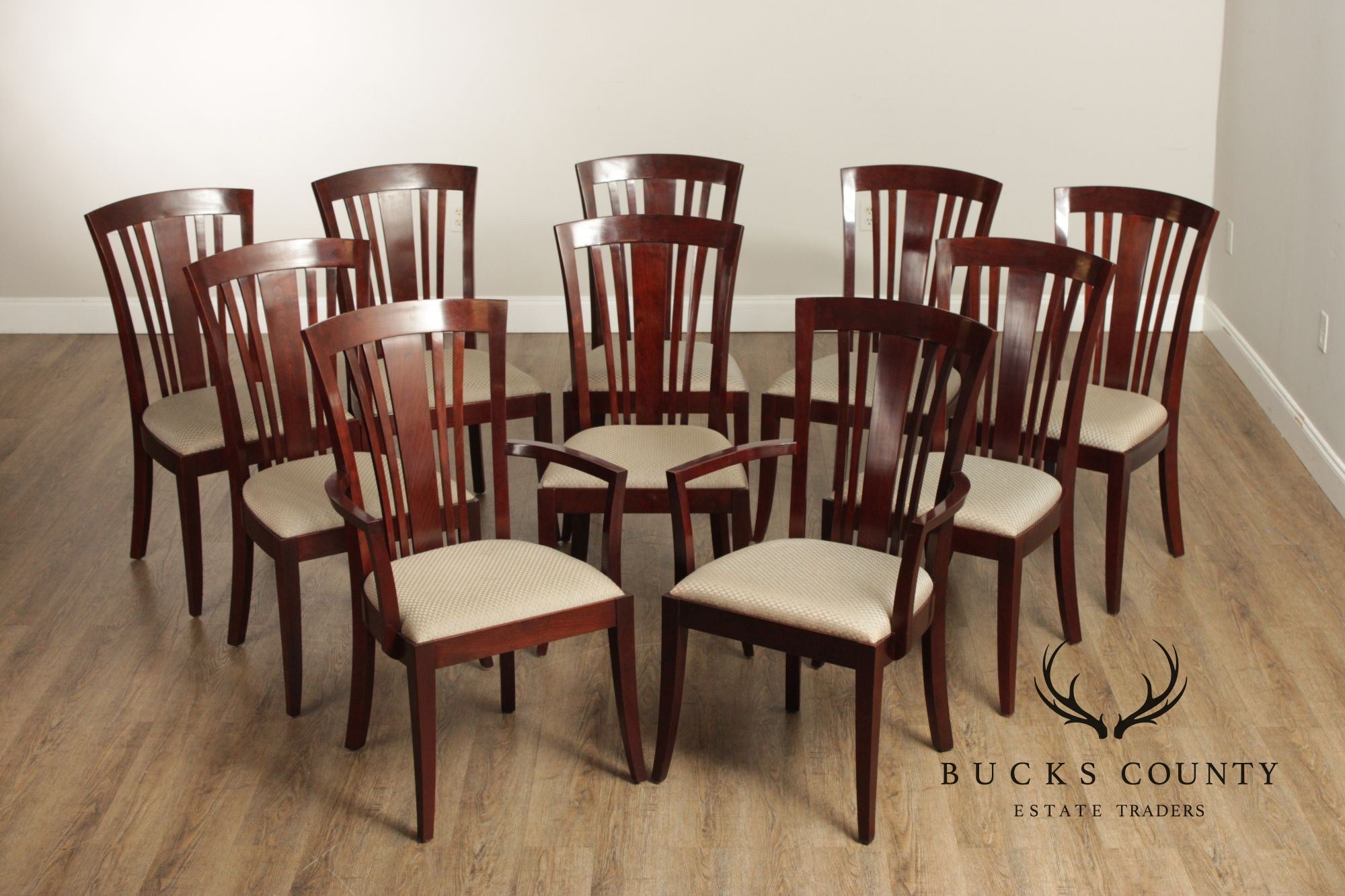 Stickley Set of Ten Cherry 'Bayonne' Dining Chairs