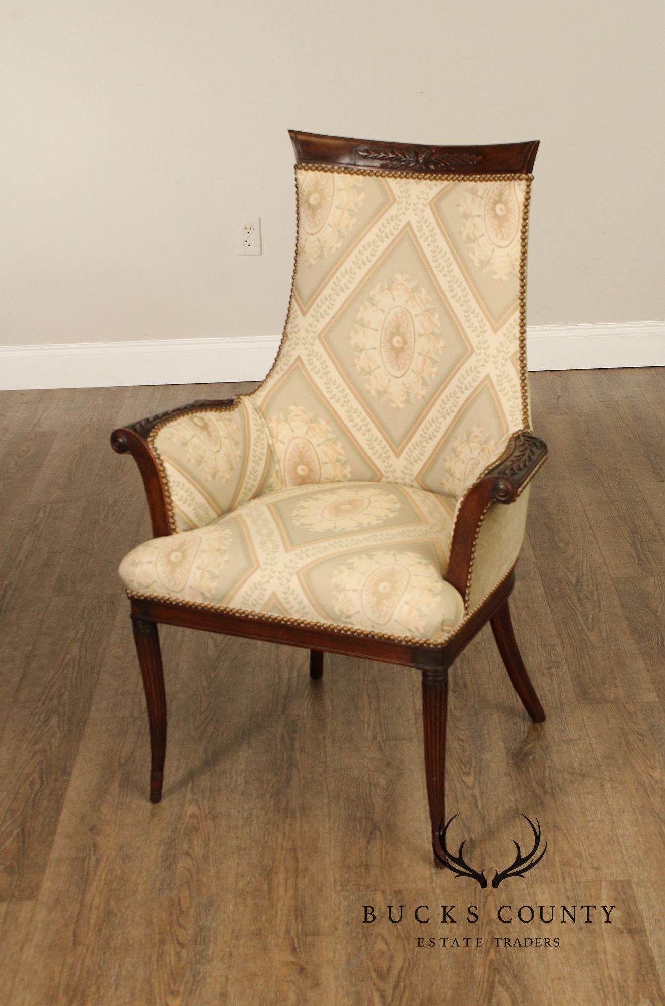 Grosfeld House Regency Style Pair of Mahogany Fireside Chairs