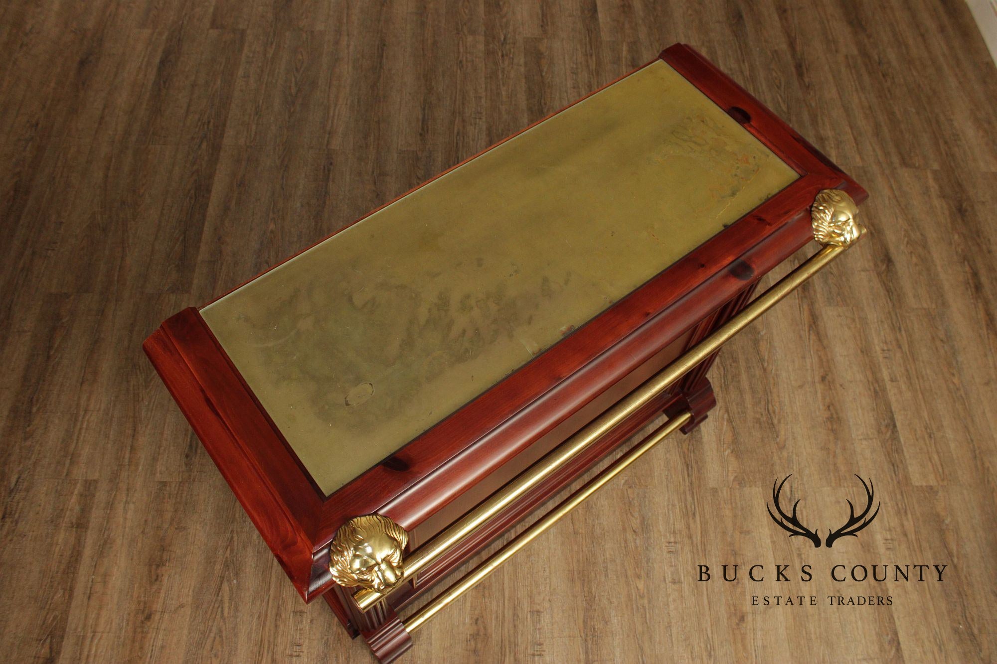 Pulaski Furniture Brass Top Lion Head Bar With Two Stools