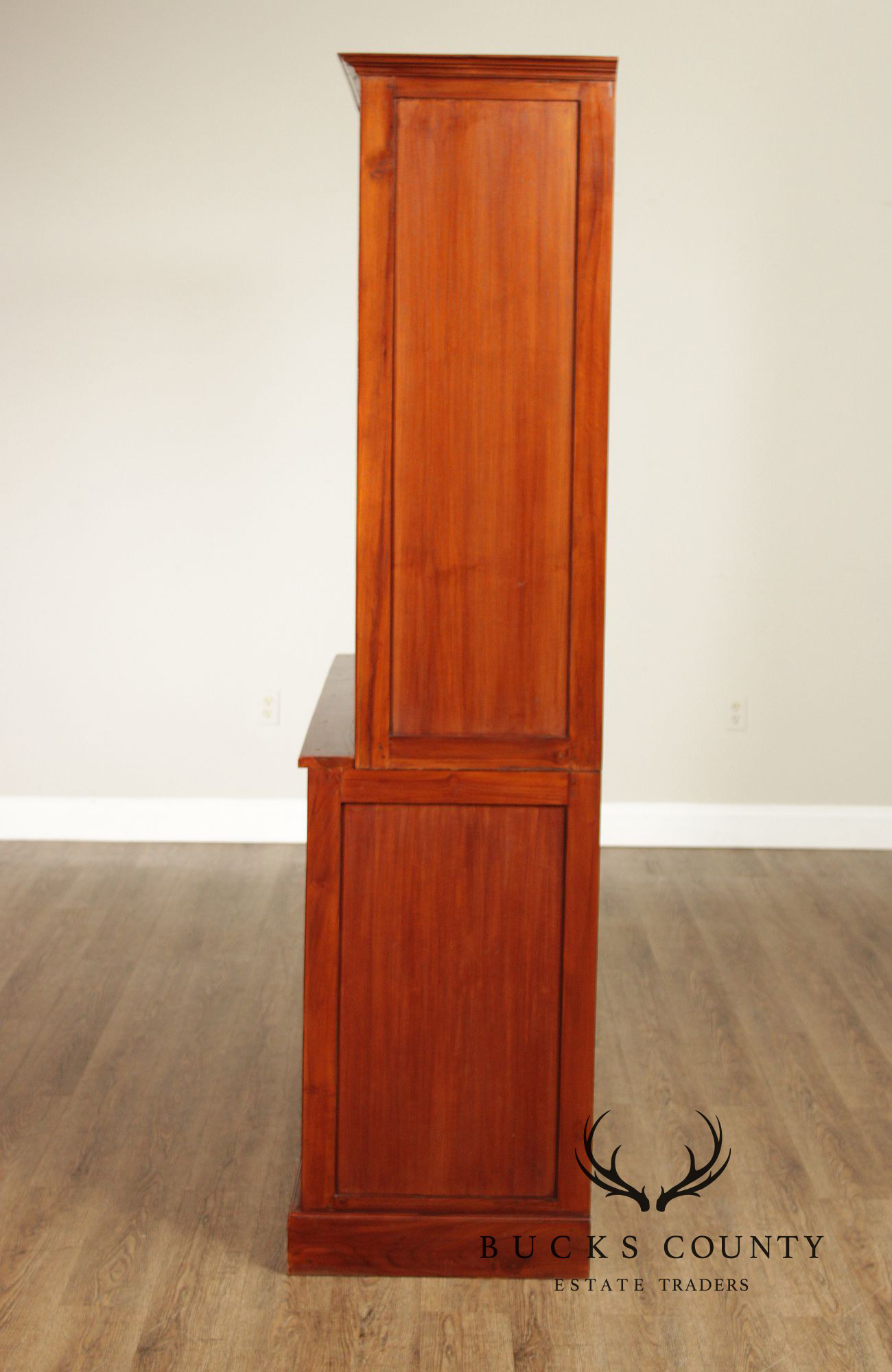 Rustic Hardwood Sliding Door Bookcase Cabinet