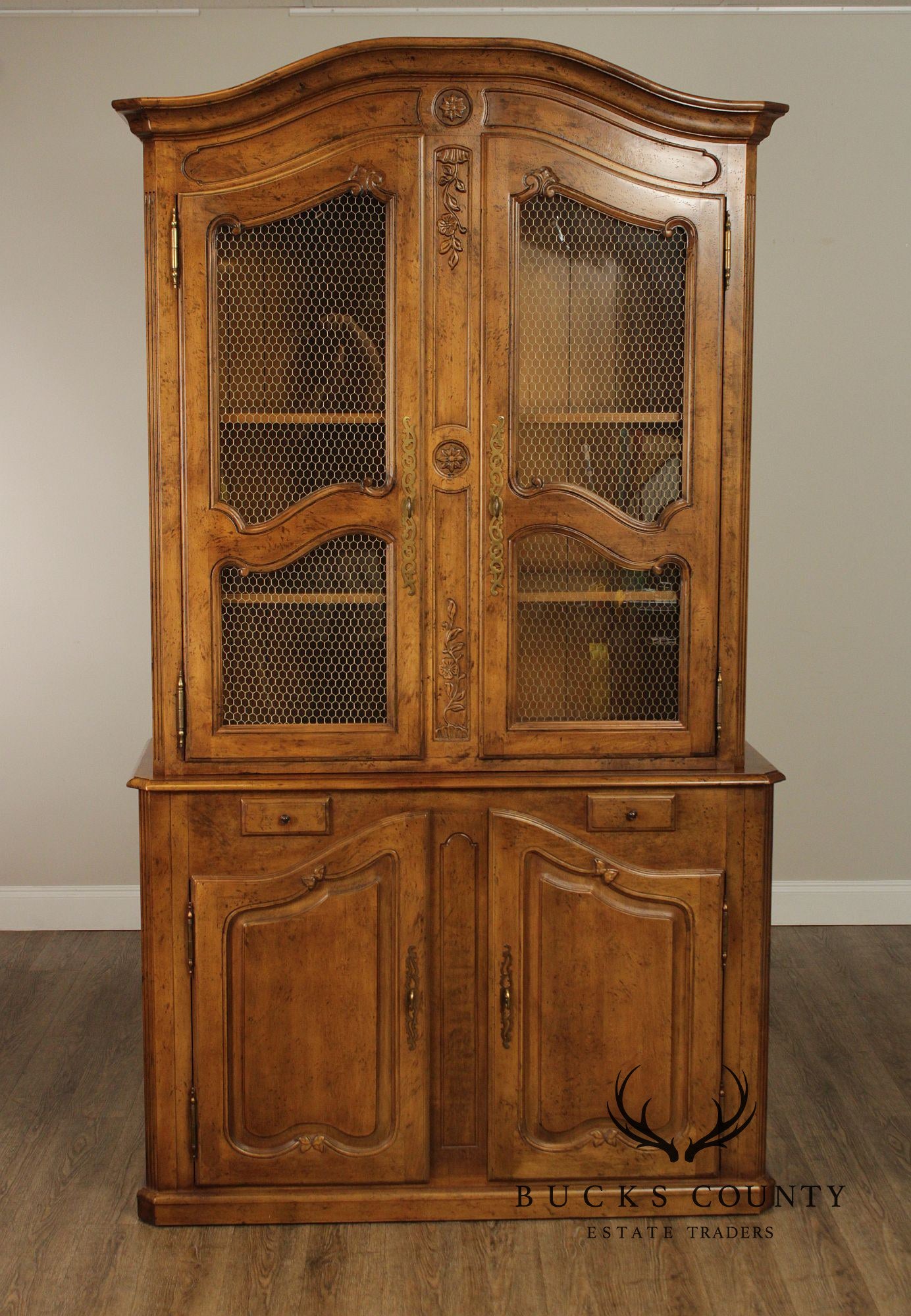 Henredon French Country Style Monumental Bookcase Cabinet