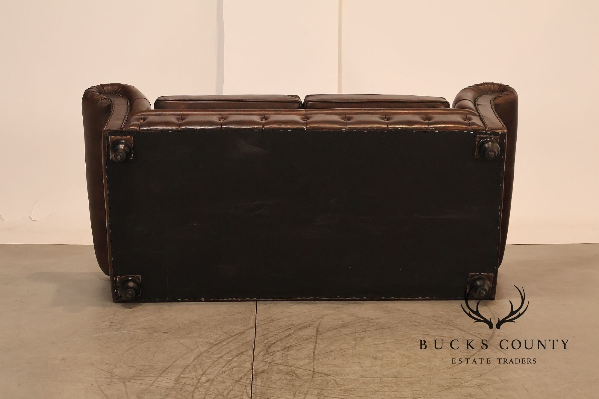 Chesterfield Style 6 Foot Brown Tufted Leather Sofa