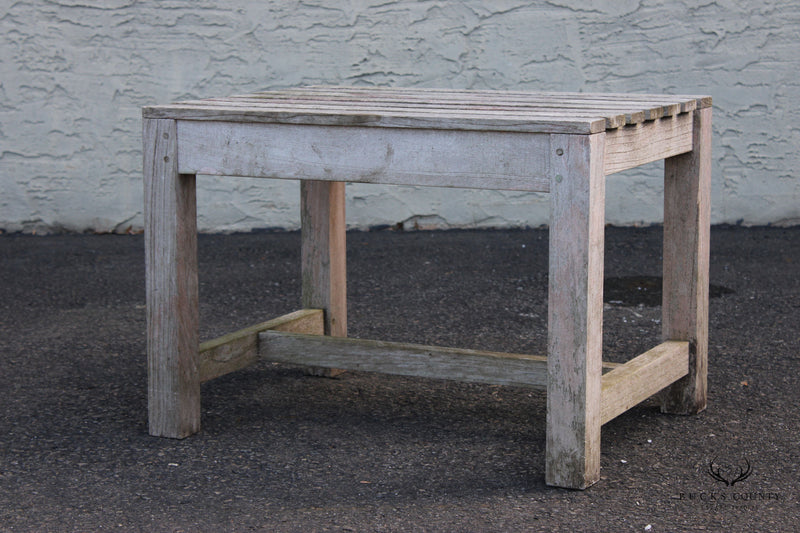 Three Birds Casual Weathered Teak Outdoor Patio Bench or Side Table