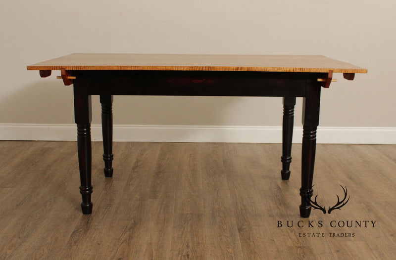 Old Road Furniture Tiger Maple Farmhouse Extendable Dining Table