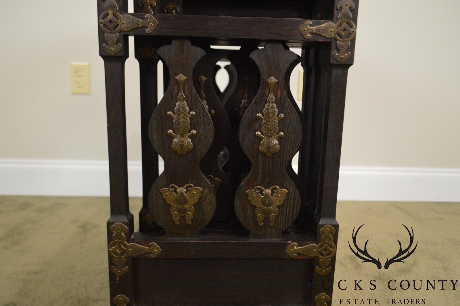 Arts & Crafts Antique Oak Asian Inspired Nesting Tables