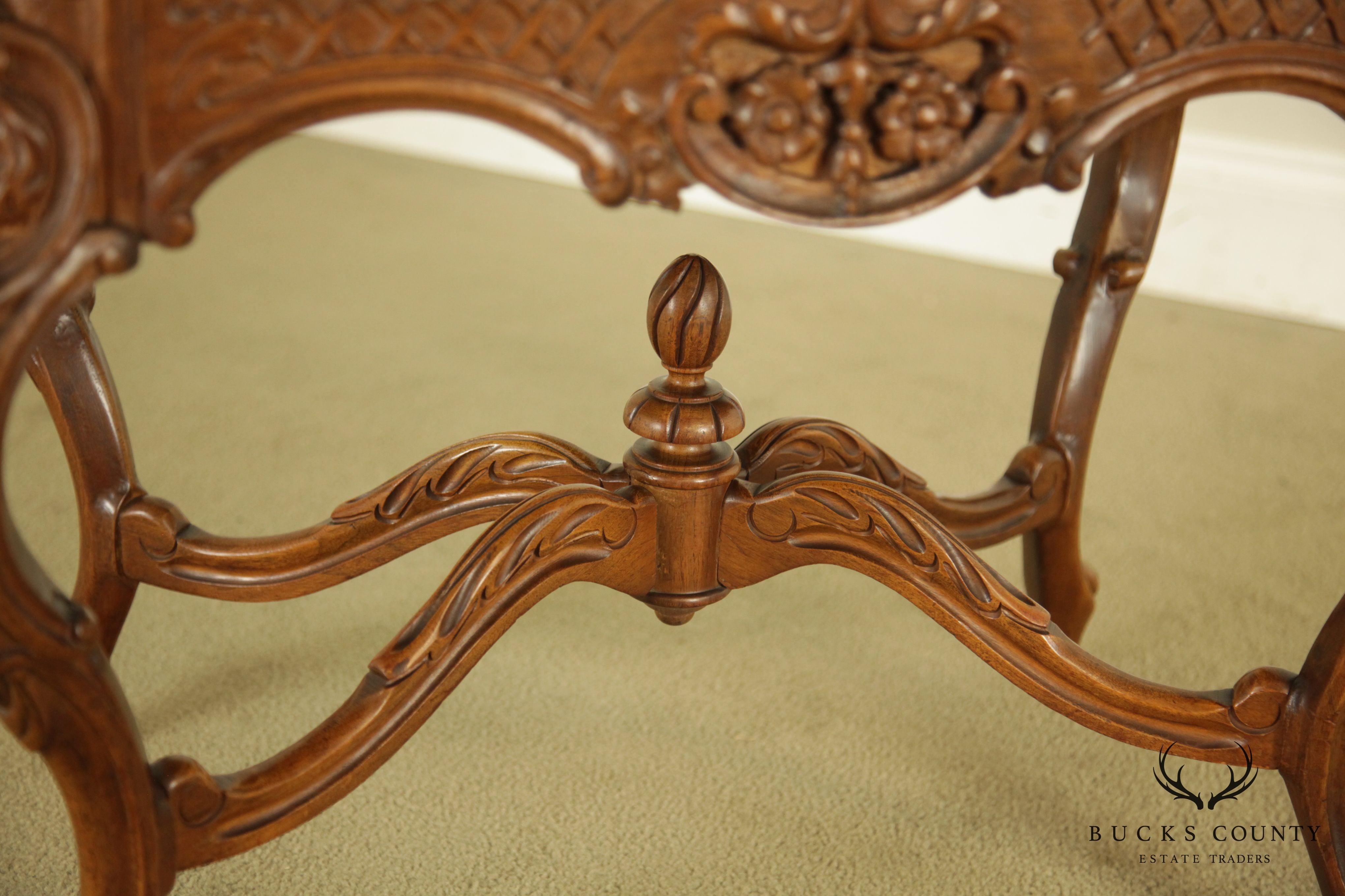 Renaissance Revival Antique Carved Walnut Tray Top Coffee Table