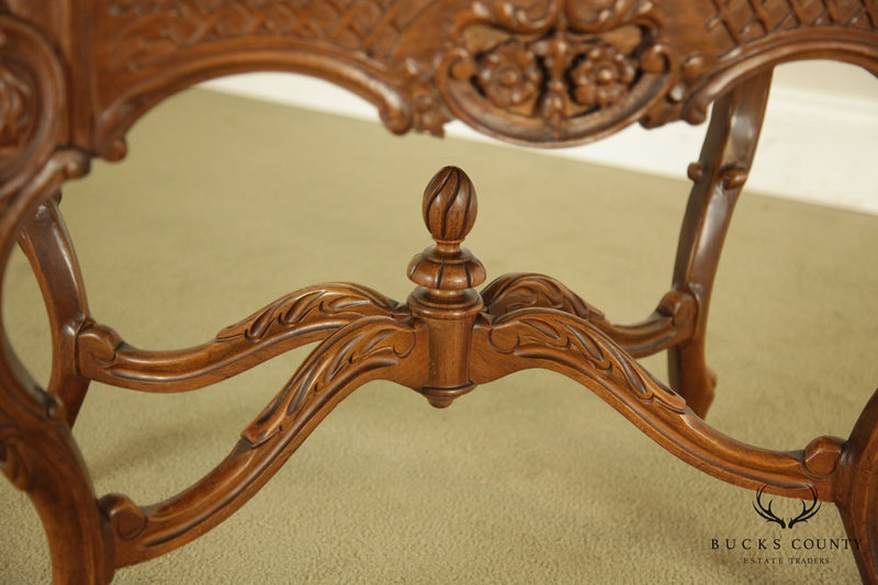 Renaissance Revival Antique Carved Walnut Tray Top Coffee Table