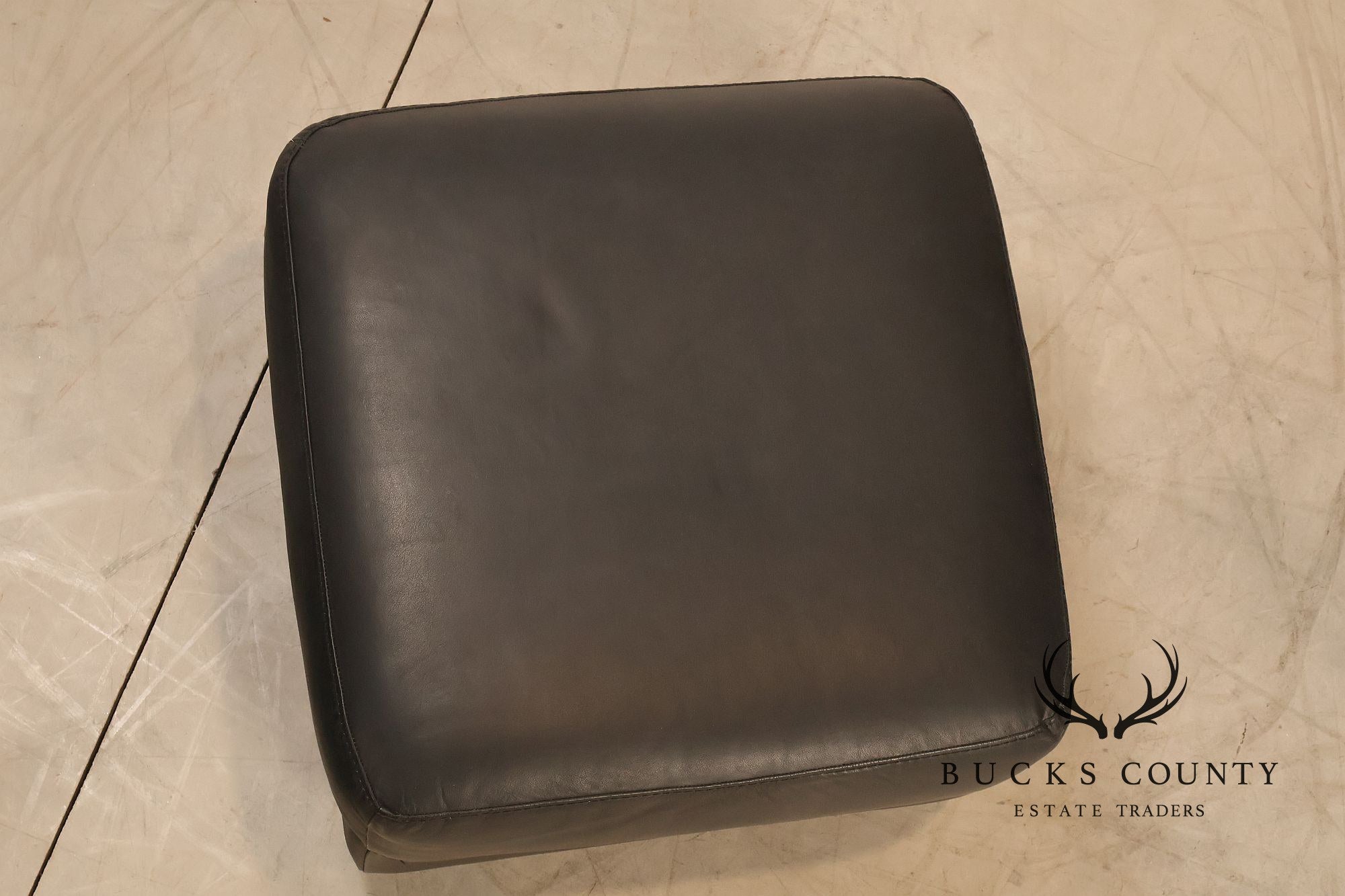 Brazialian Black Leather Modern Square Ottoman On Casters By Italsofa Bahia Ltda
