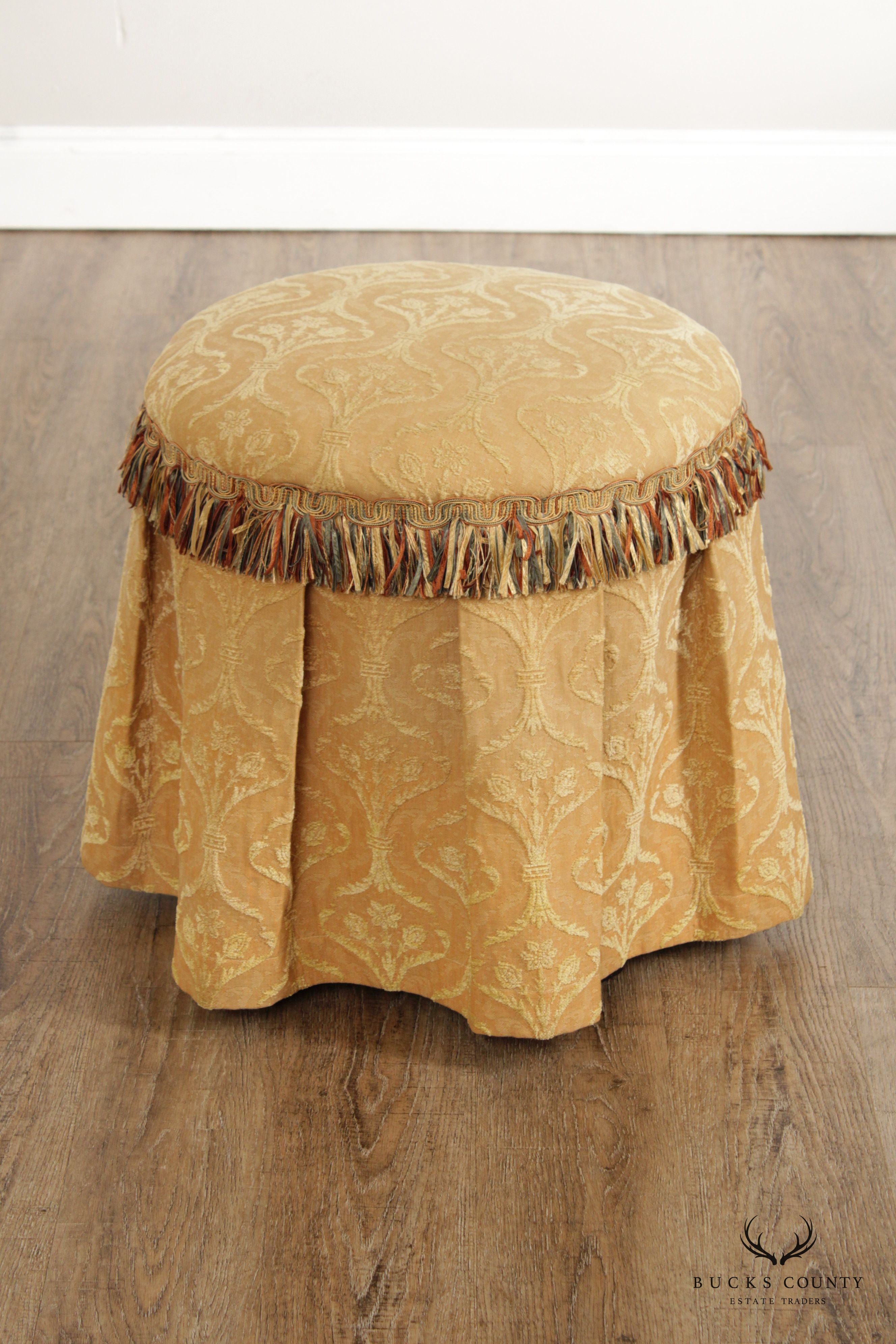 Traditional Custom Upholstered Round Vanity Stool