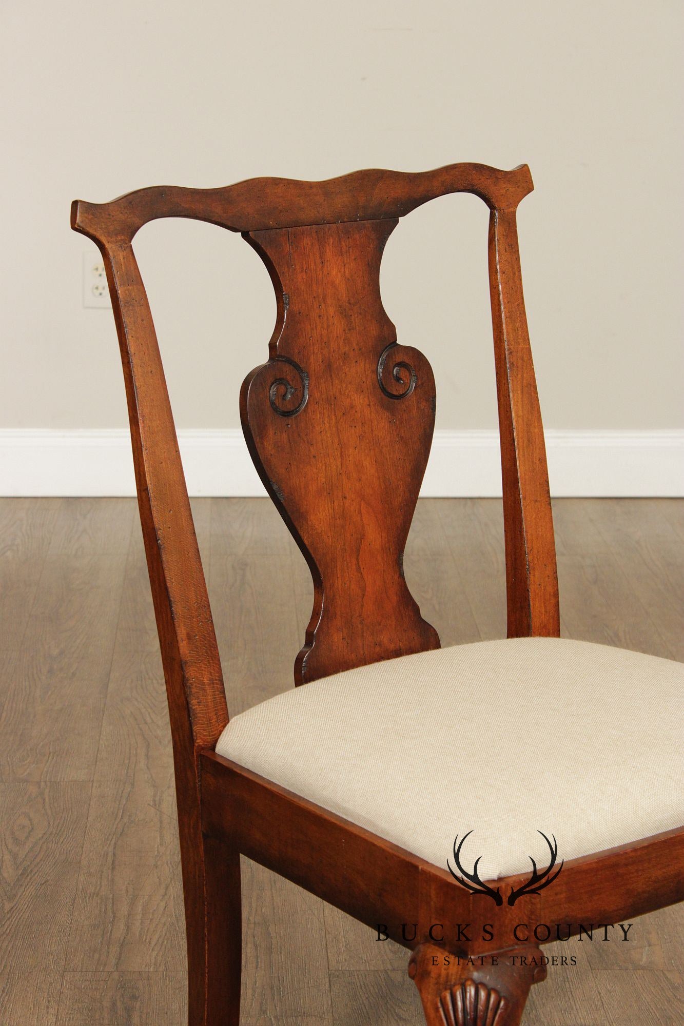 Ralph Lauren Georgian Style Set Of Eight Carved Dining Chairs