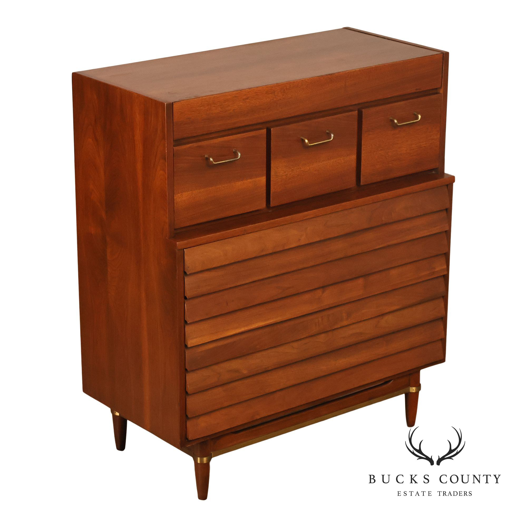 American Of Martinsville Mid Century Modern Walnut High Chest