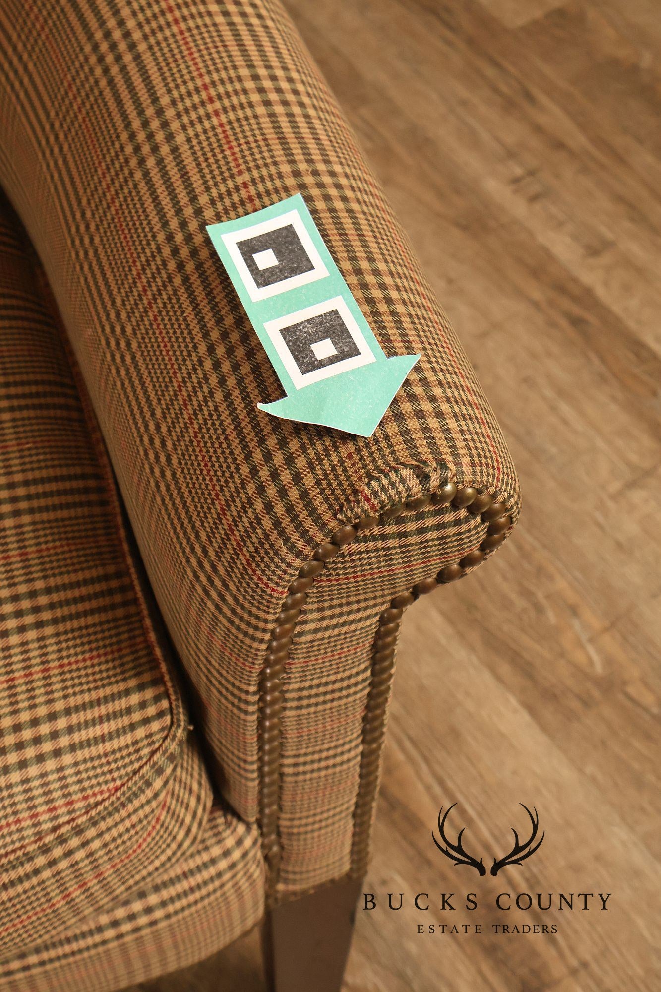 Ralph Lauren Traditional Plaid Upholstered Wingback Lounge Chairs