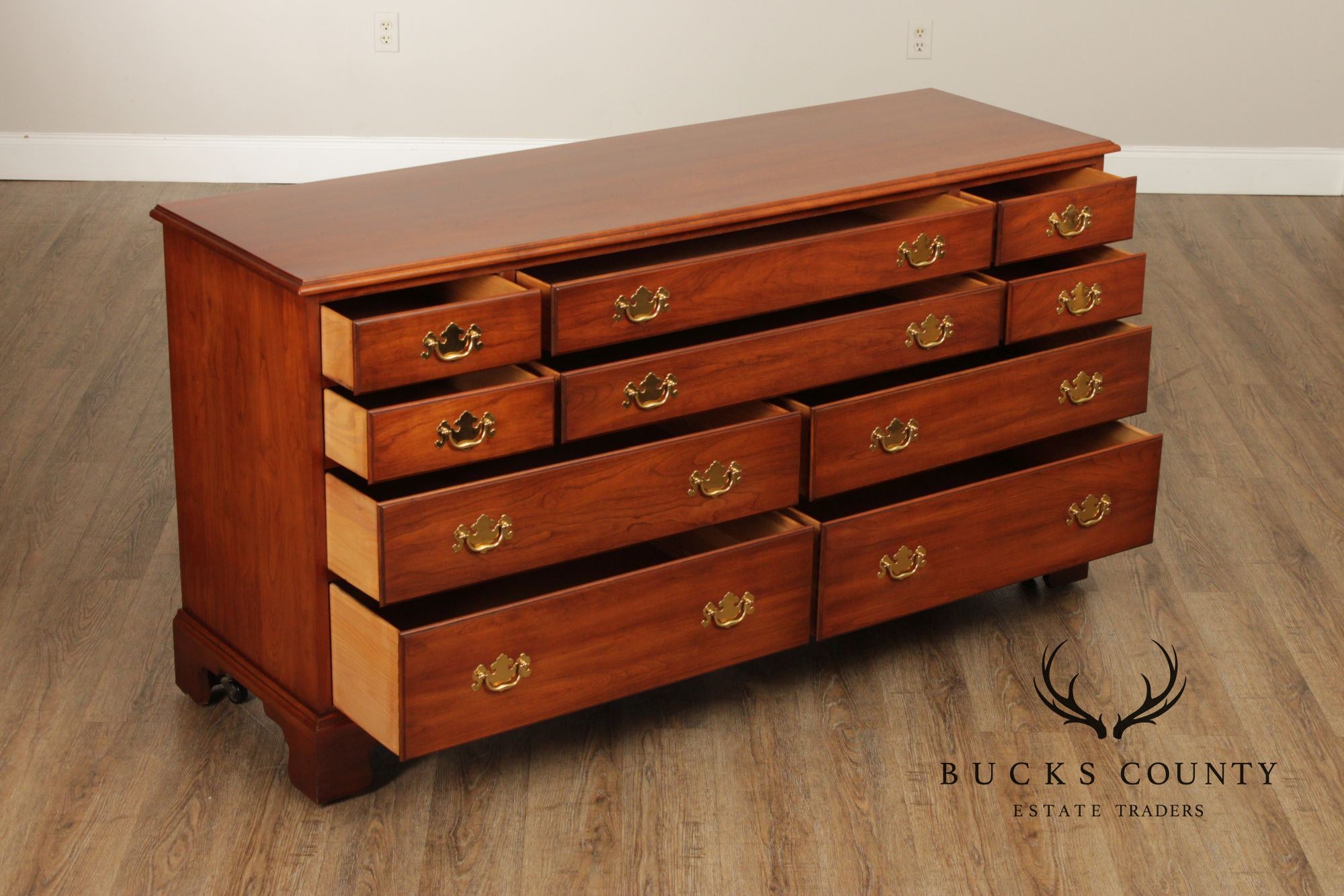 Henkel Harris Vintage Chippendale Style Cherry Long Dresser