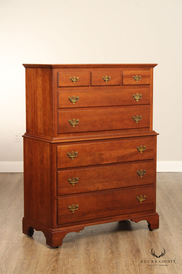 Unique Furniture Makers Vintage Chippendale Style Solid Cherry Chest on Chest