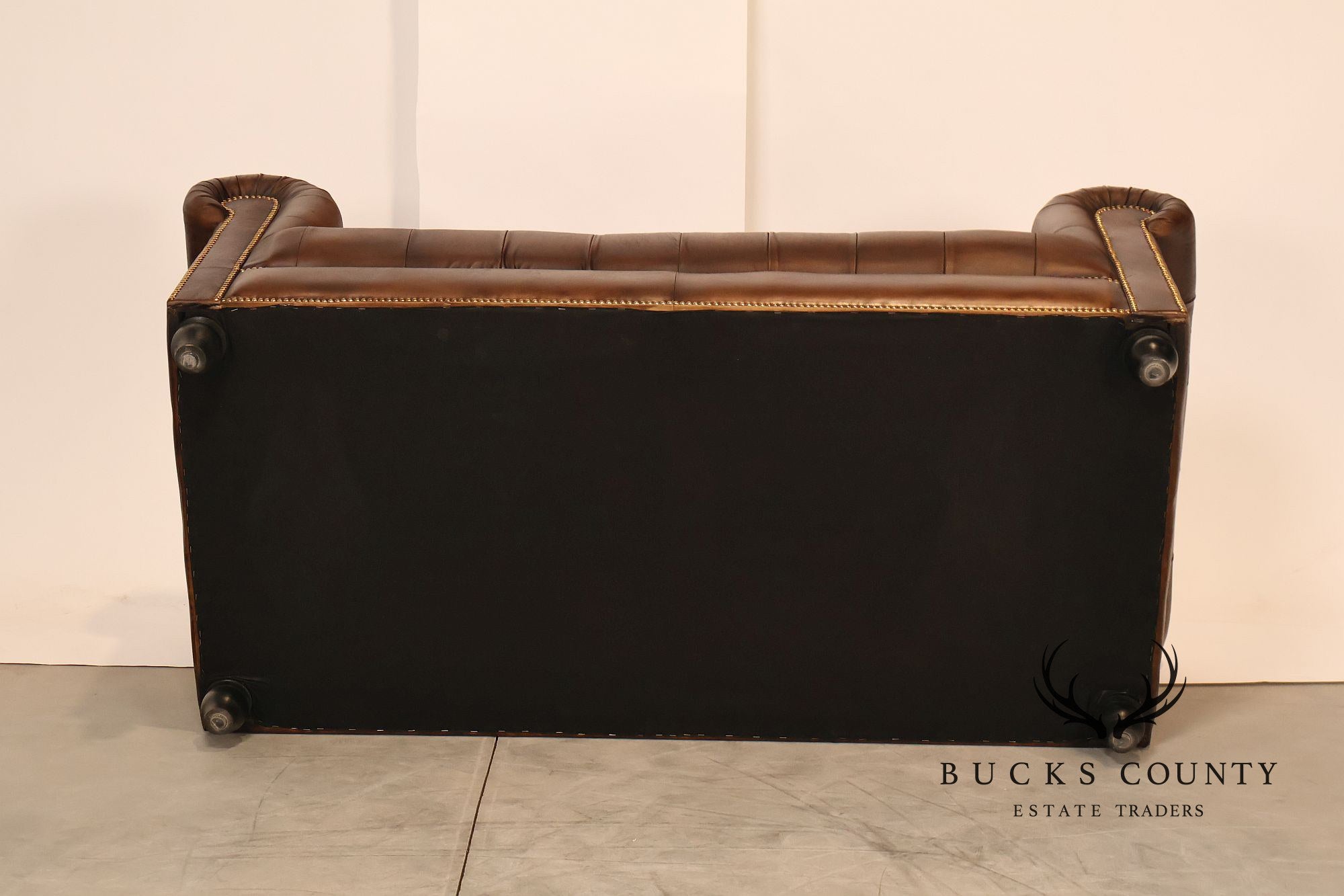 Chesterfield Style 6 Foot Cognac Brown Tufted Leather Sofa