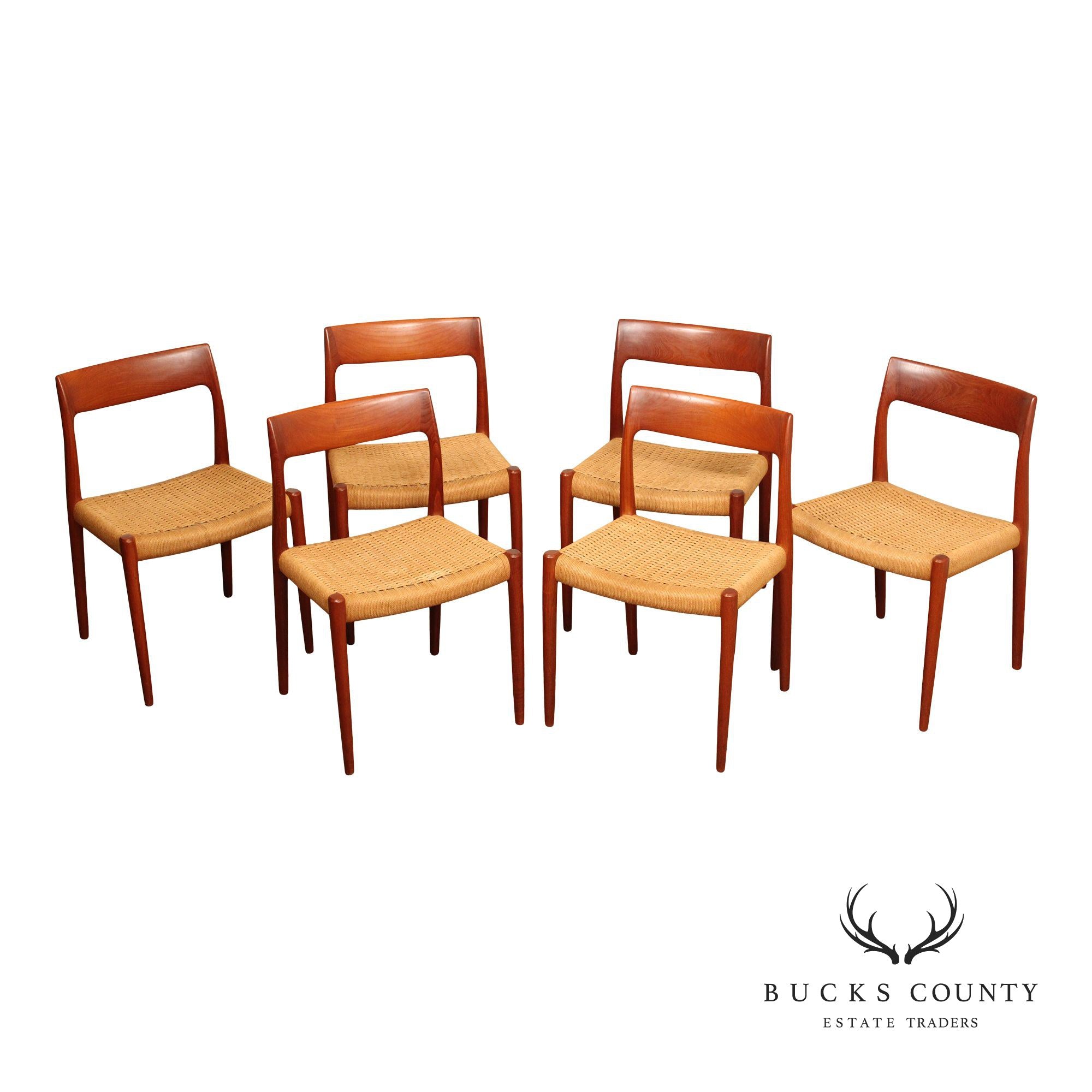 J.L. Mollers Danish Modern Set Of Six Teak Dining Chairs