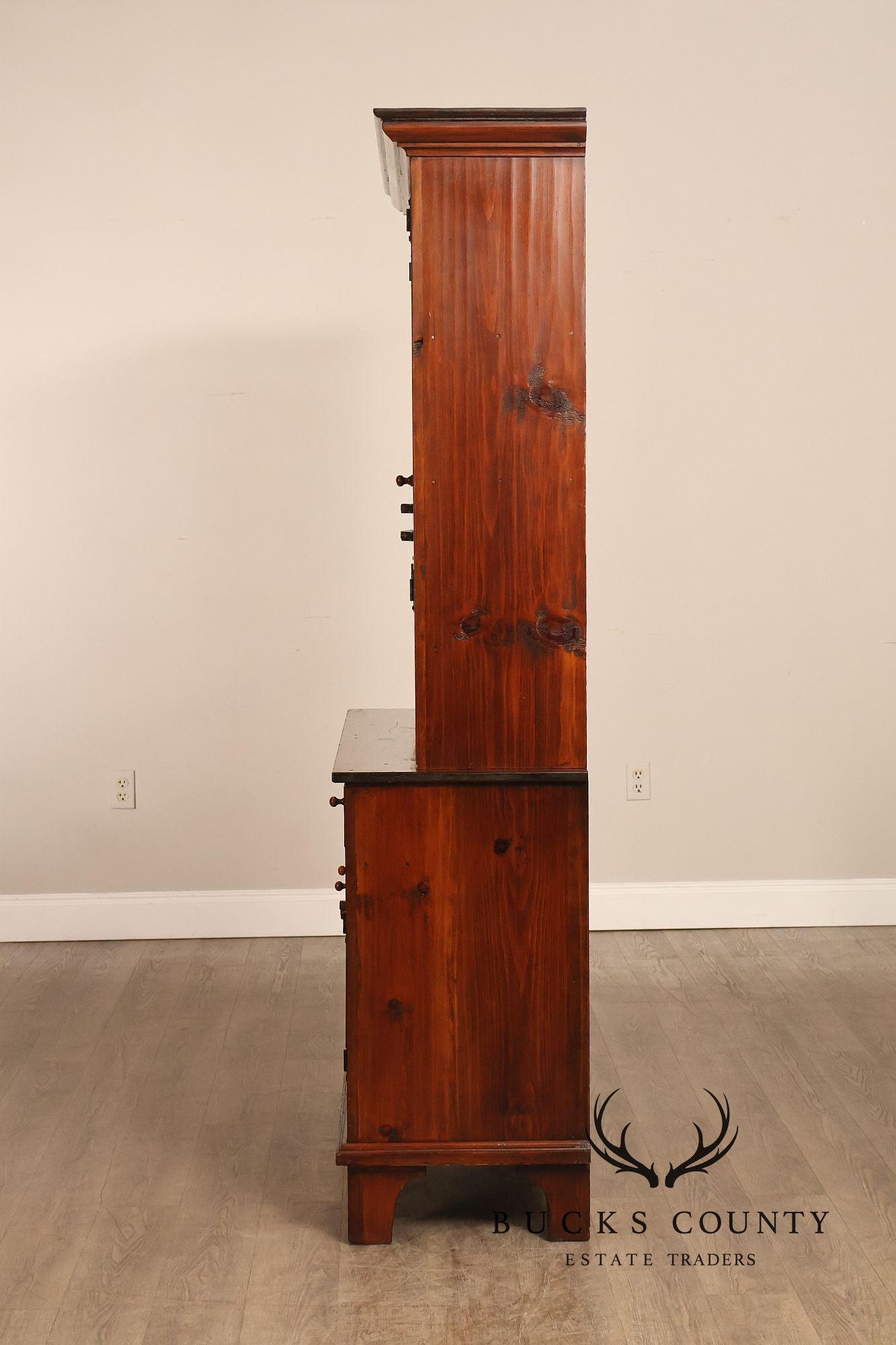 Stephen Von Hohen Pine Two Piece Stepback Cupboard