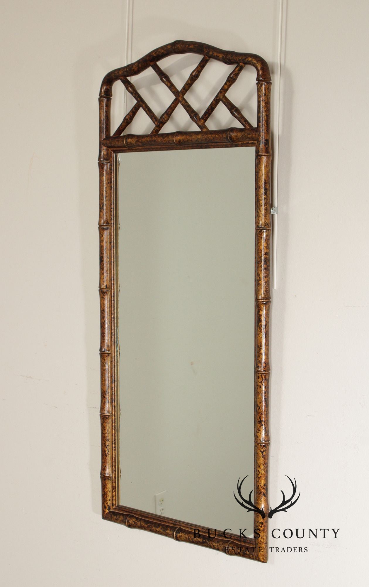 Henredon Hollywood Regency Faux Bamboo Wall Mirror