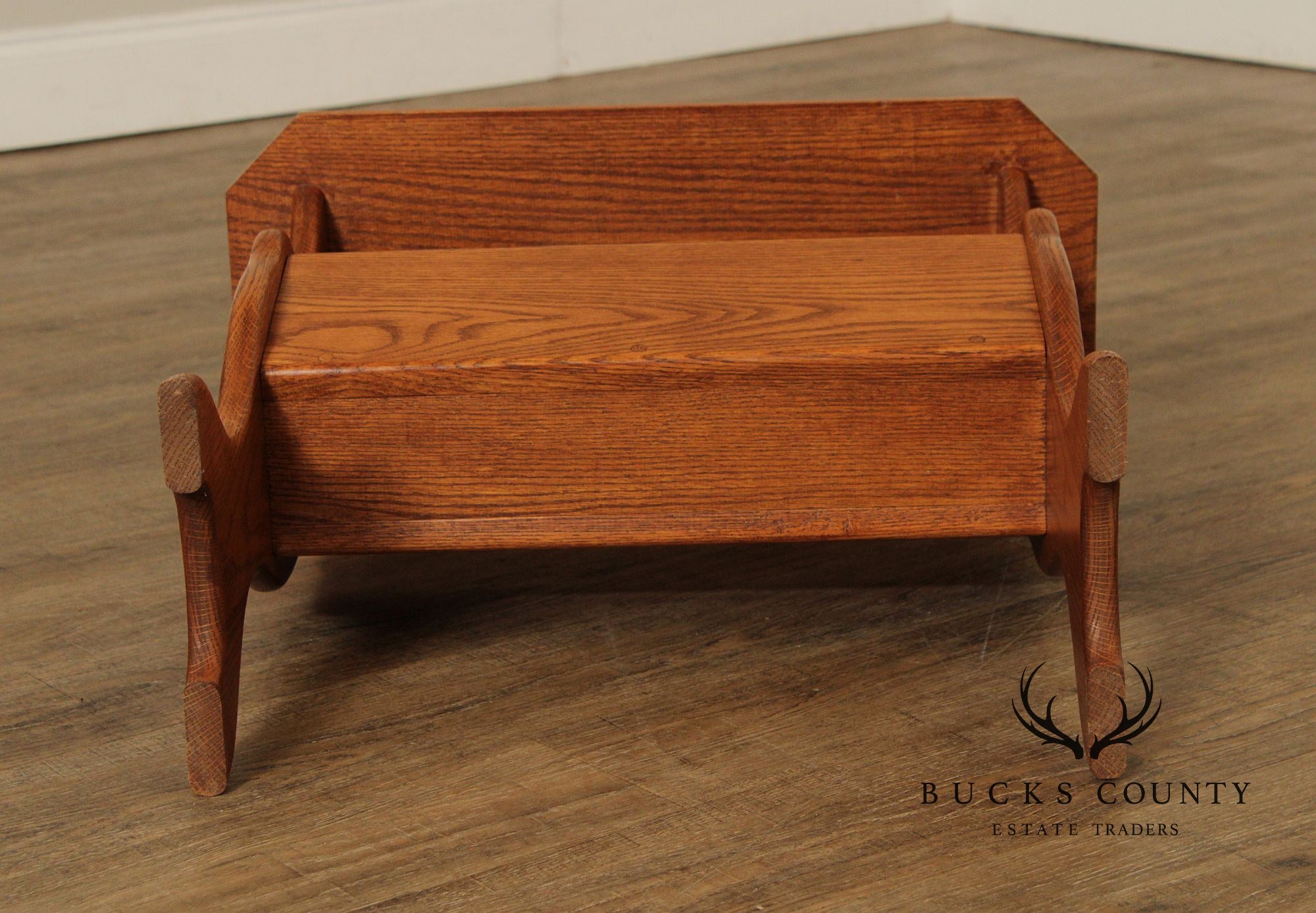 Vintage Oak Magazine Rack Side Table