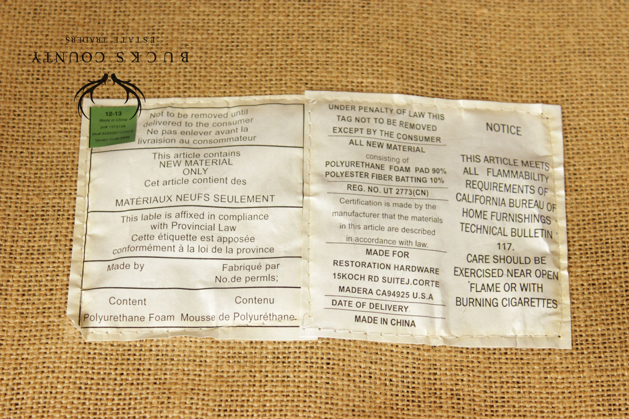 Restoration Hardware French Style Set of Four Leather Dining Chairs