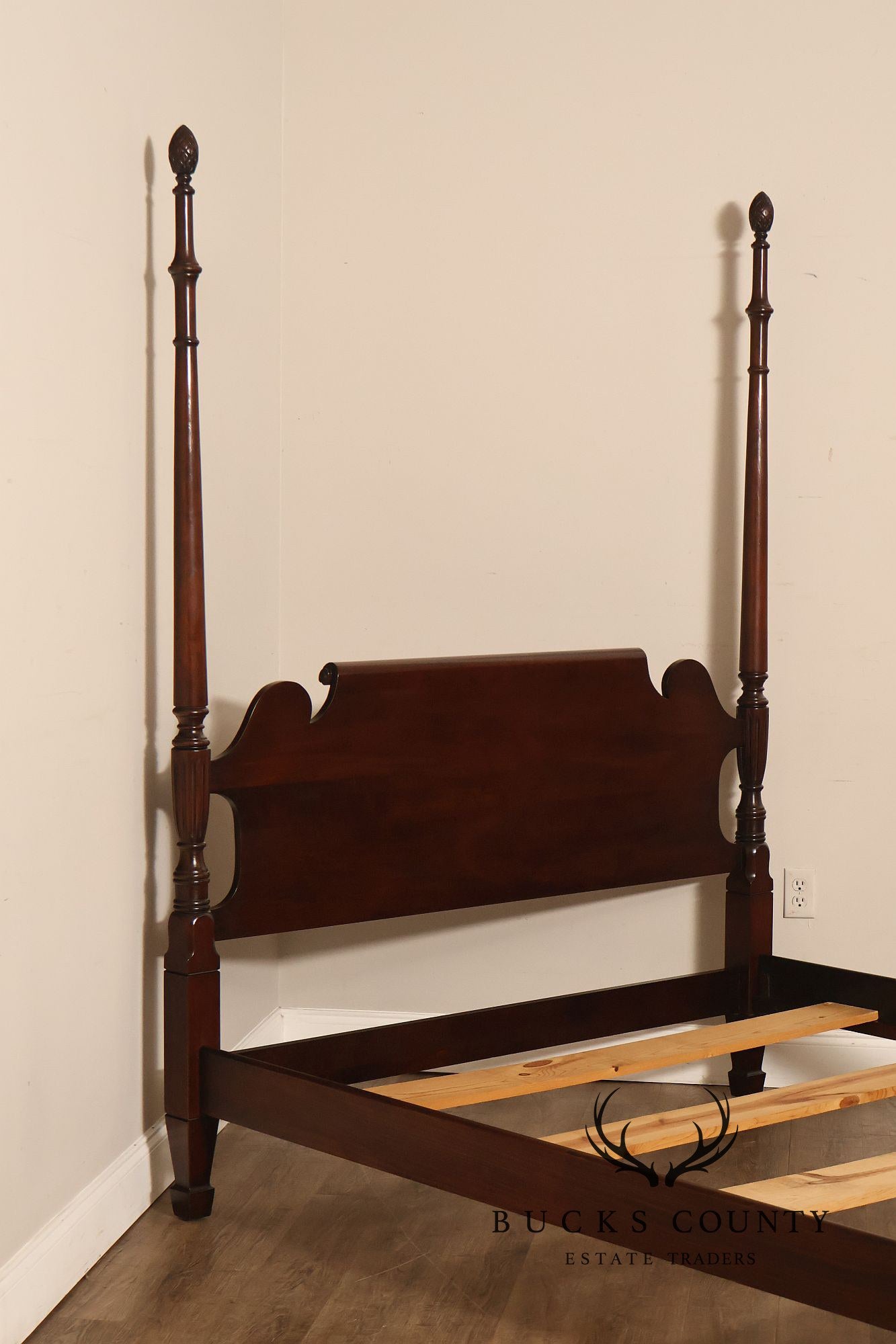 Statton Vintage Carved Cherry Queen Poster Bed