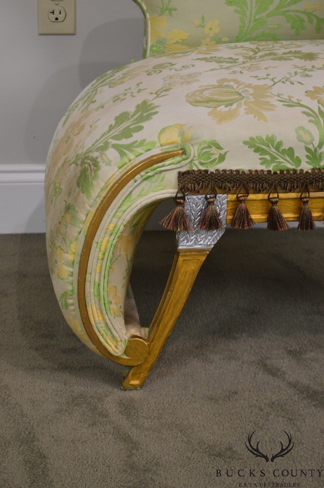 French Louis XV Style Vintage Pair Silver Gilt Recaimer's Small Chaise Lounges