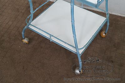 Mid Century Modern Faux Bamboo Painted Cast Aluminum Serving Cart