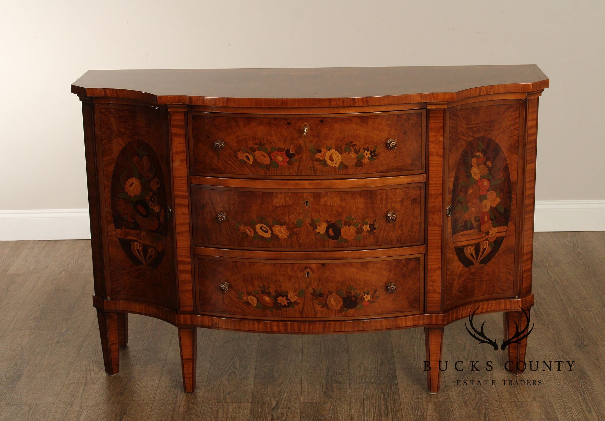 Italian Neoclassical Style Marquetry Inlaid Sideboard Server