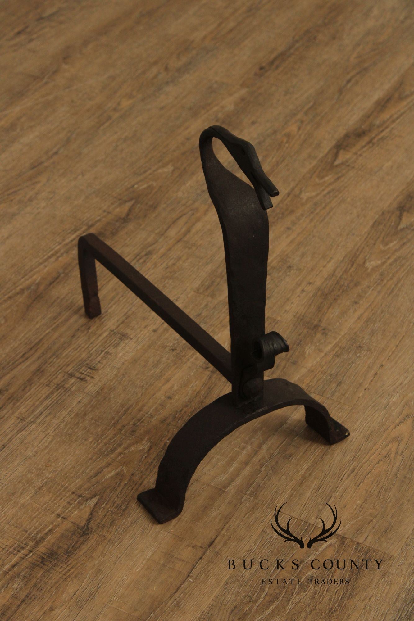 Arts & Crafts Pair of Wrought Iron Duck Fireplace Andirons