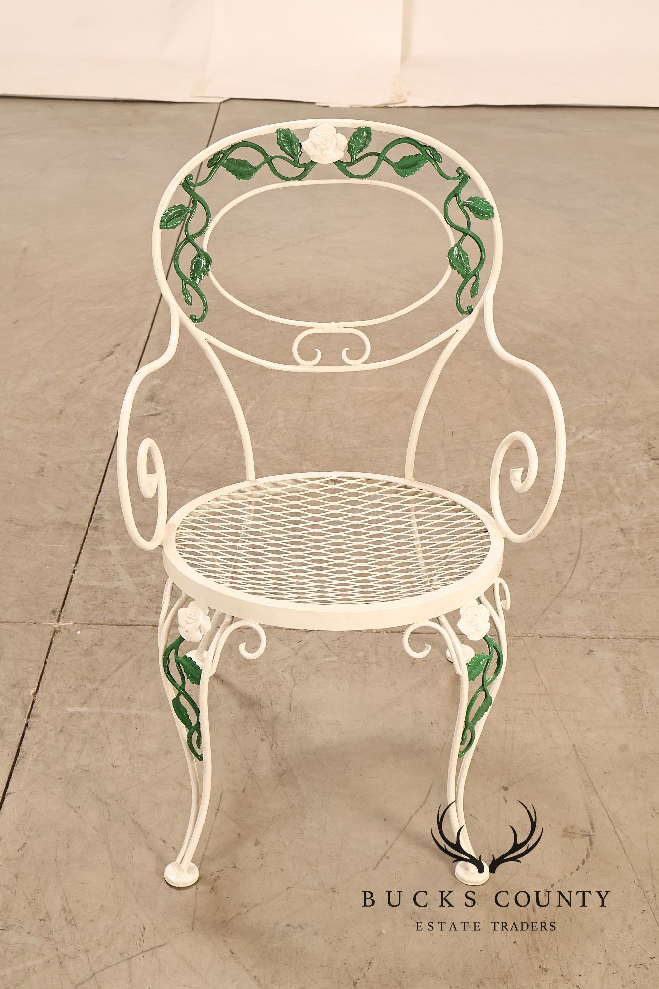 Woodard 'Chantilly Rose' Set of Four Wrought Iron Patio Dining Chairs
