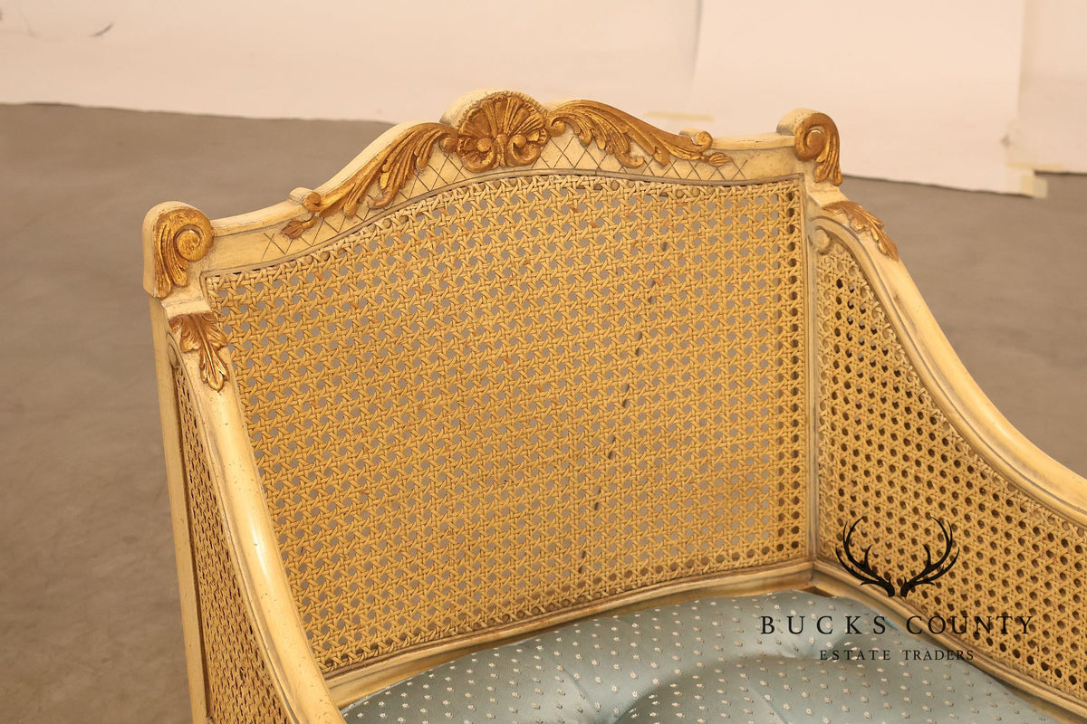 French Regency Pair of Caned Bergere Armchairs