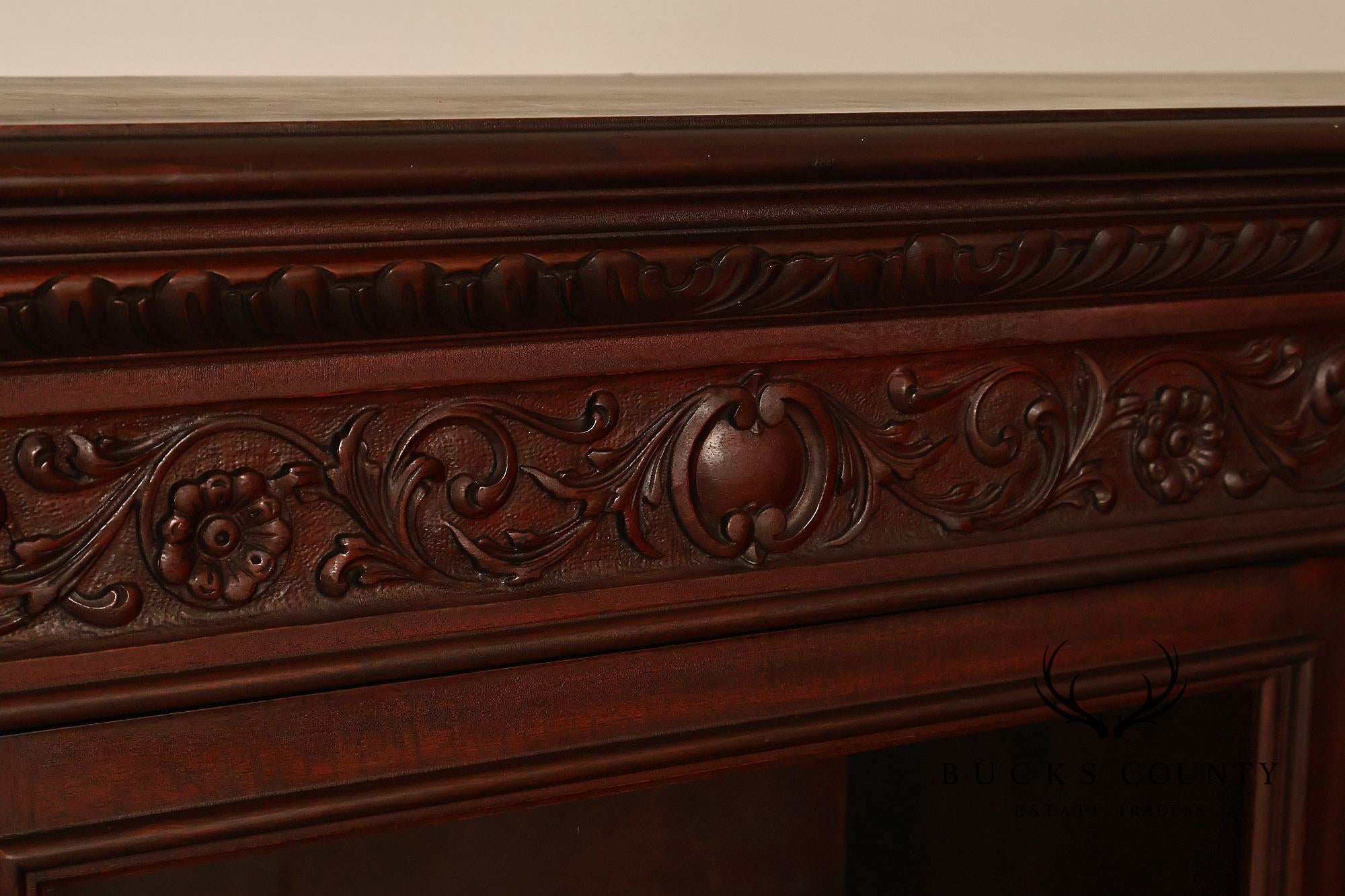 Antique R.J. Horner Lion Carved Mahogany Three-Door Bookcase