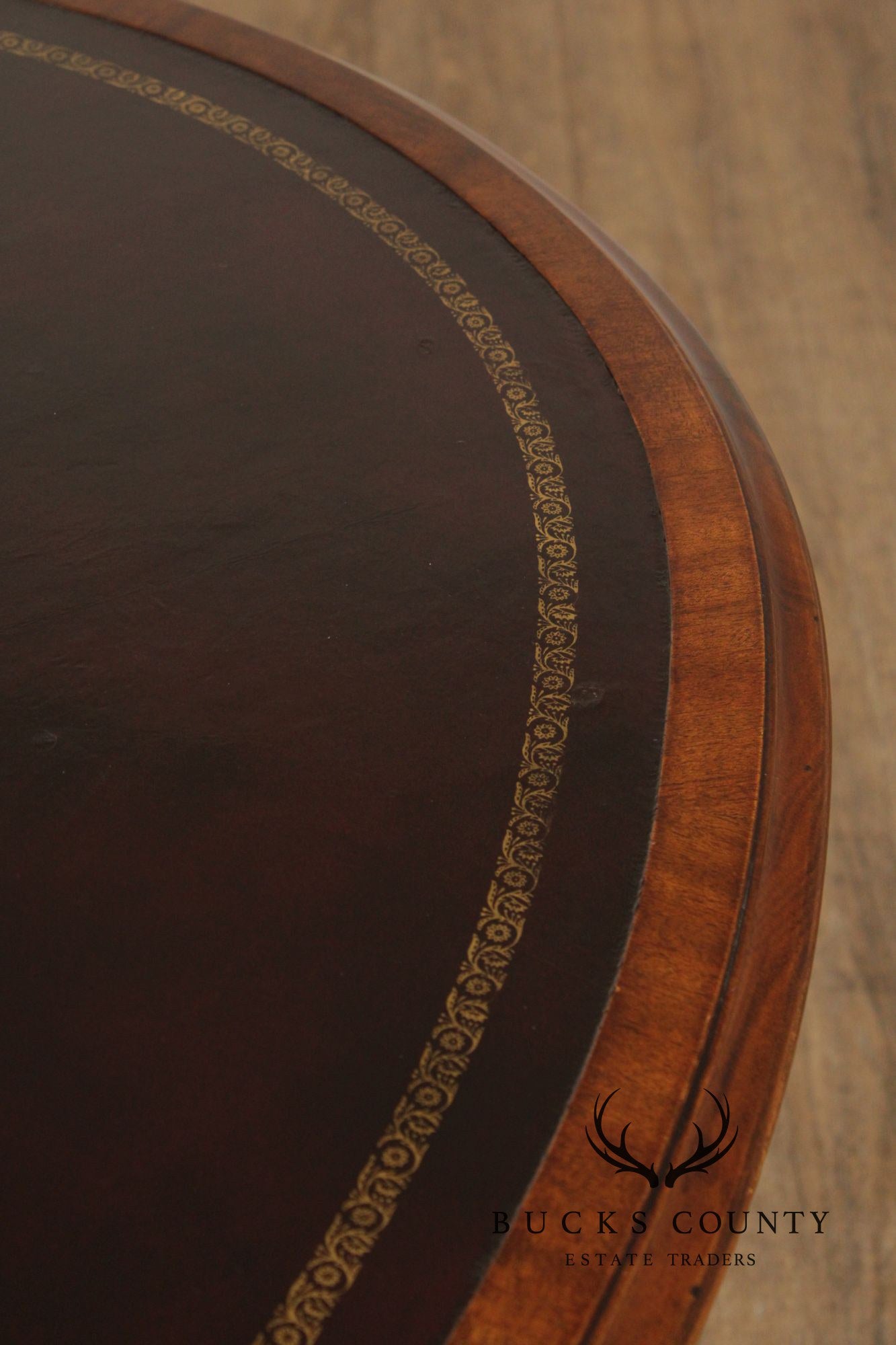 E.J. Victor Regency Style Mahogany Leather Top Oval Partners Desk Writing Table