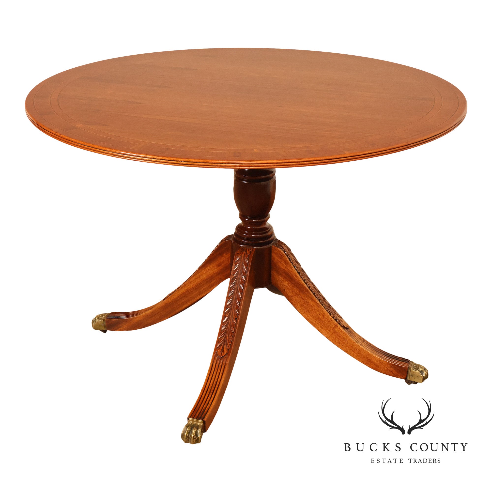 Duncan Phyfe Style Mahogany Round Breakfast Table With Brass Claw Feet