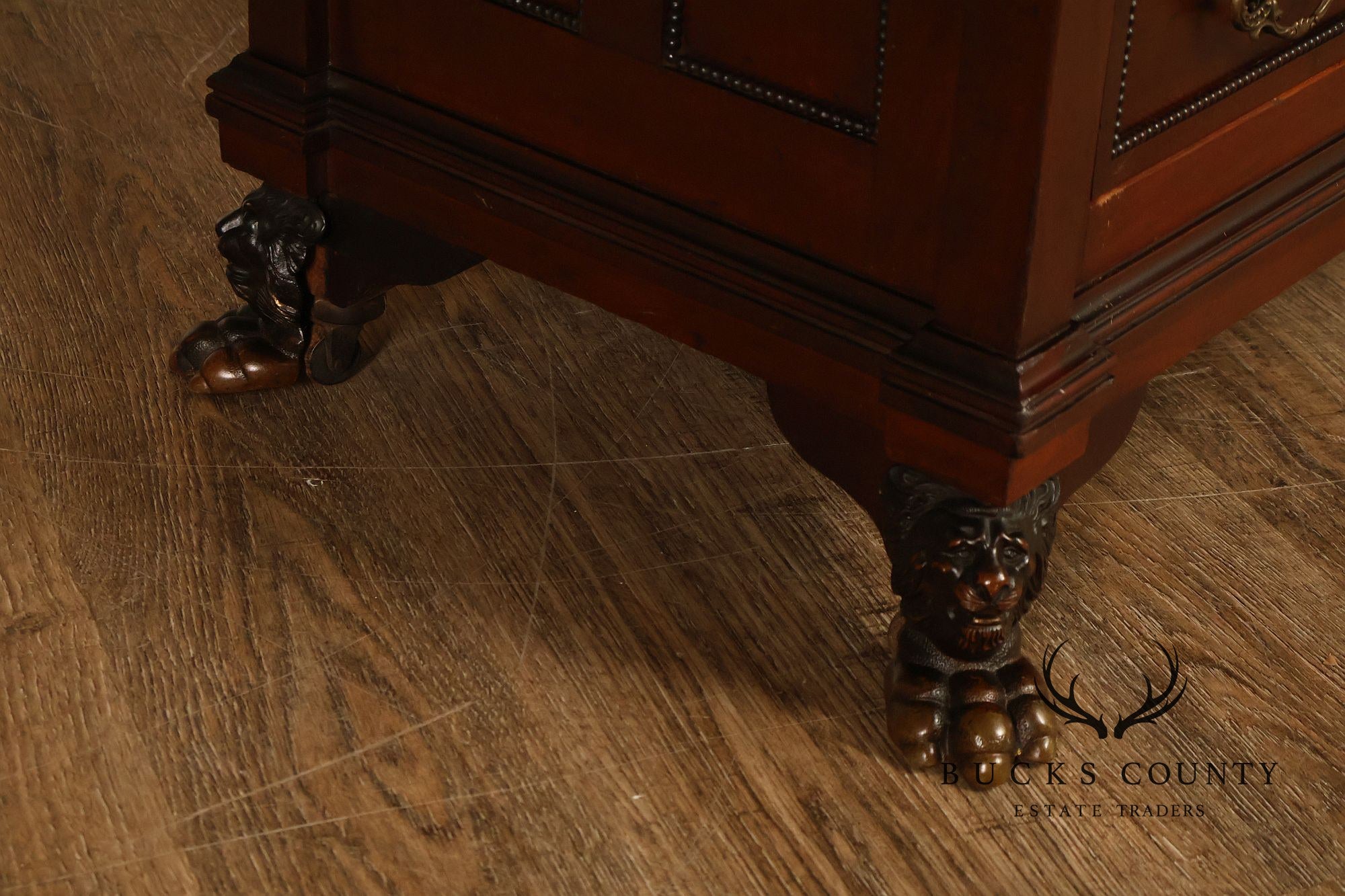 Antique Victorian Mahogany Chest Of Drawers With Brass Lion Paw Feet