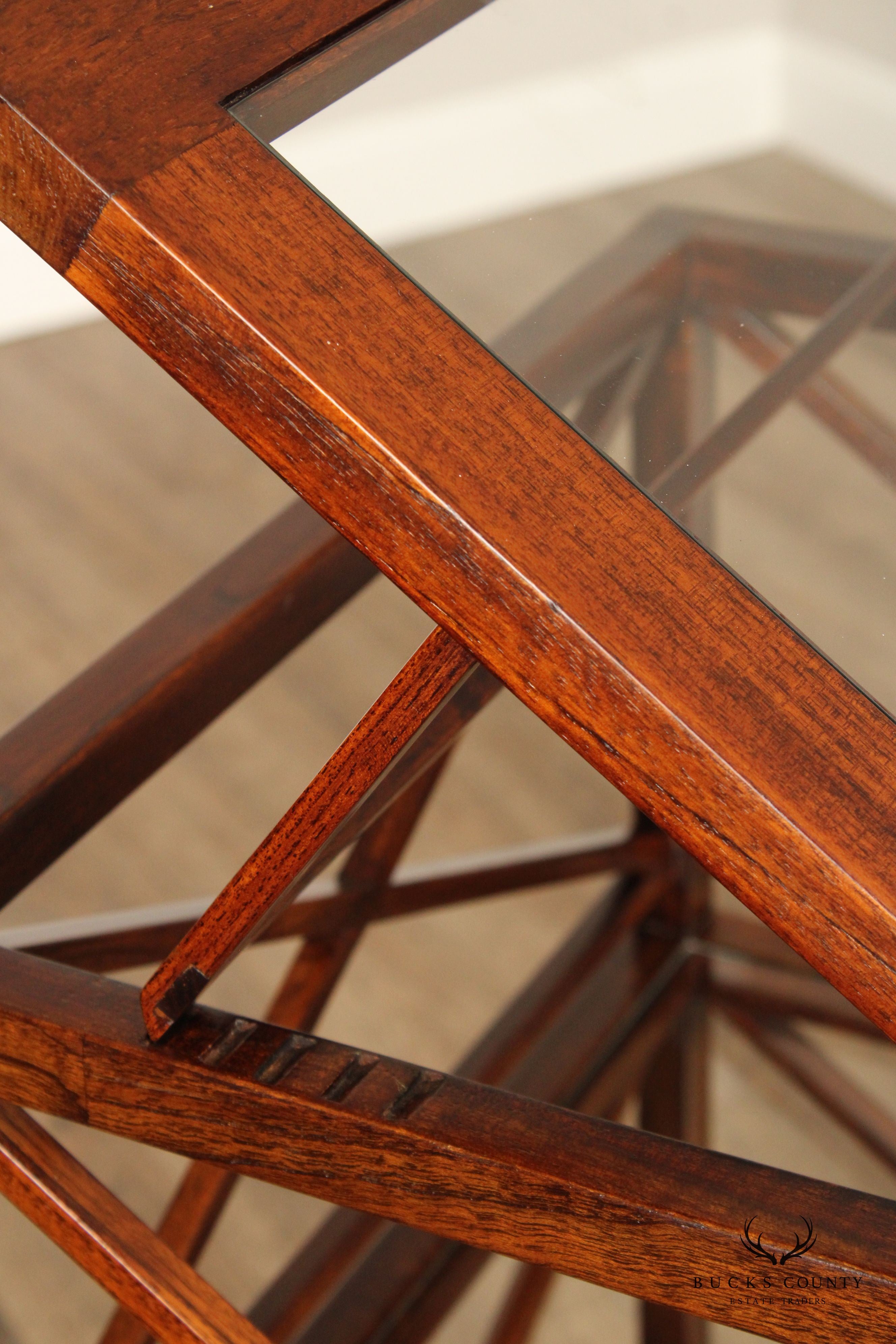 Selamat Designs Mahogany And Glass Shelf Etagere