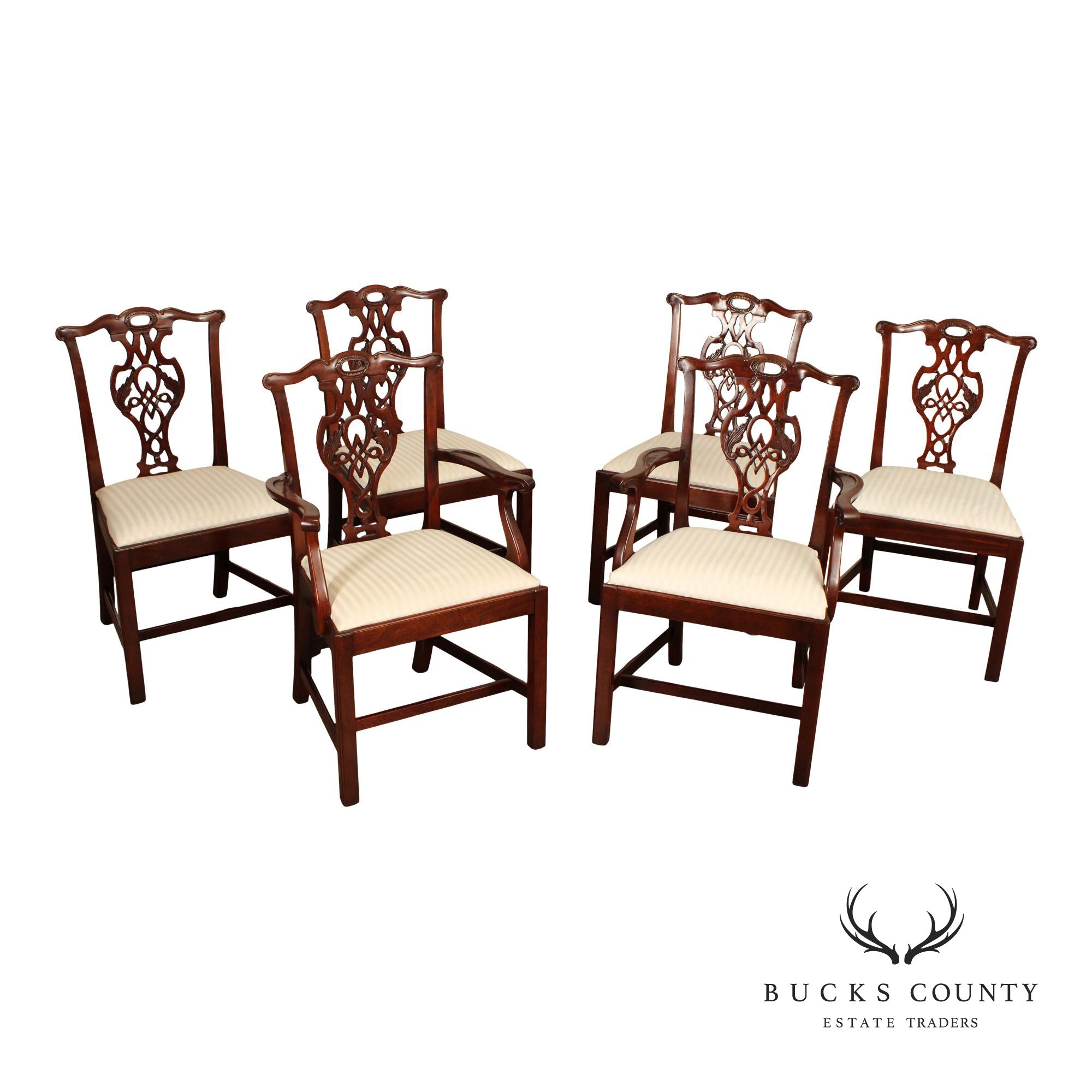 Baker Furniture  Chippendale Style Set of Six Mahogany Dining Chairs