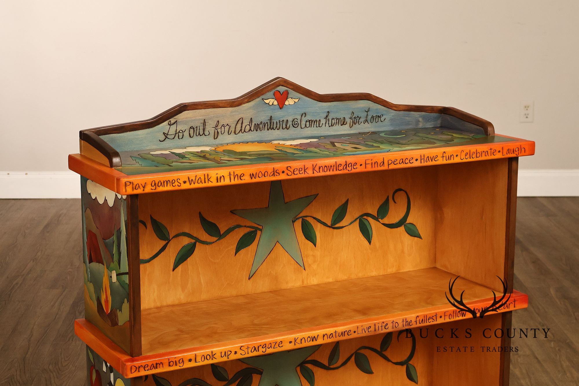 Sticks Artisan Hand Painted Open Bookcase