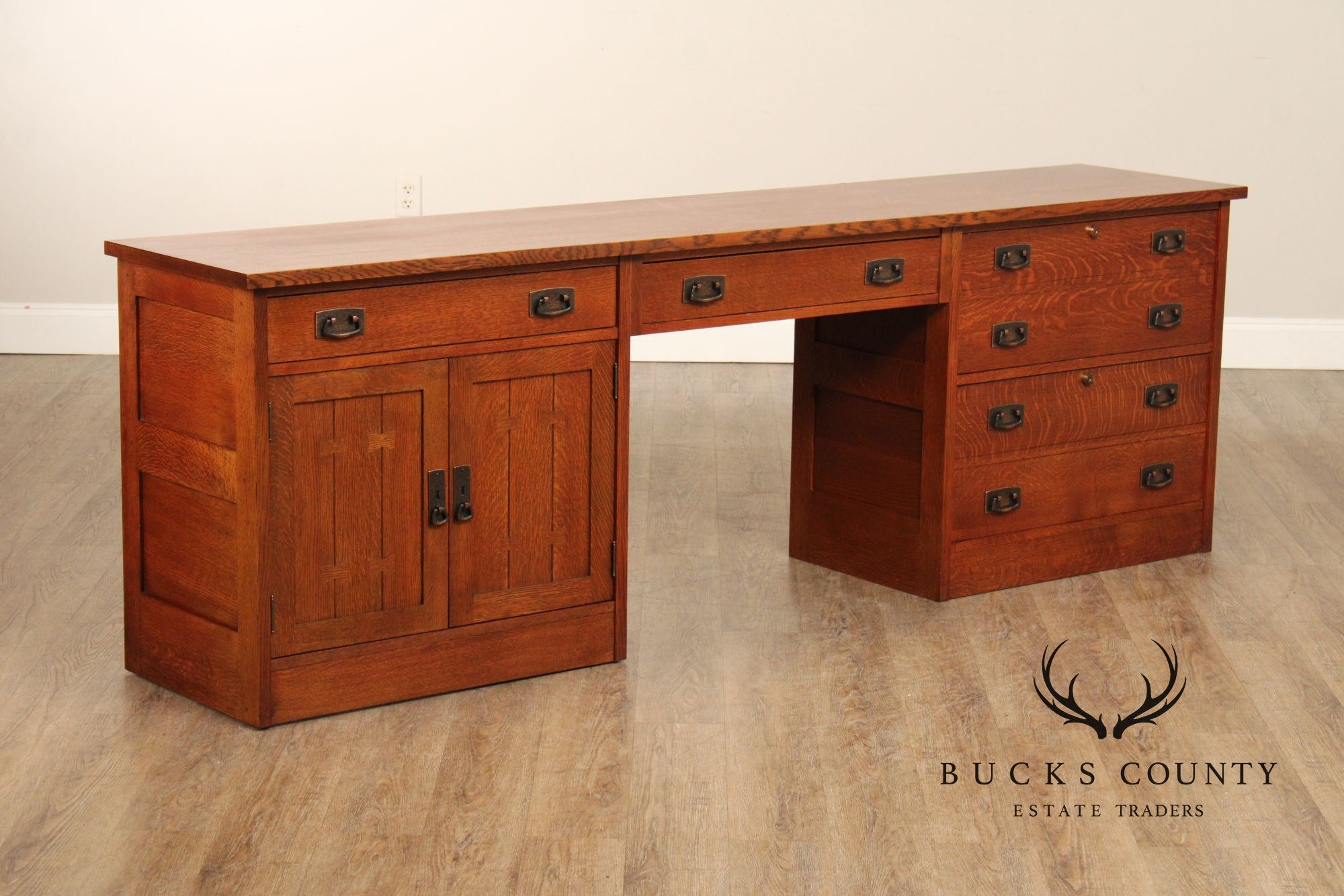 Stickley Mission Collection Oak Long File Desk Credenza