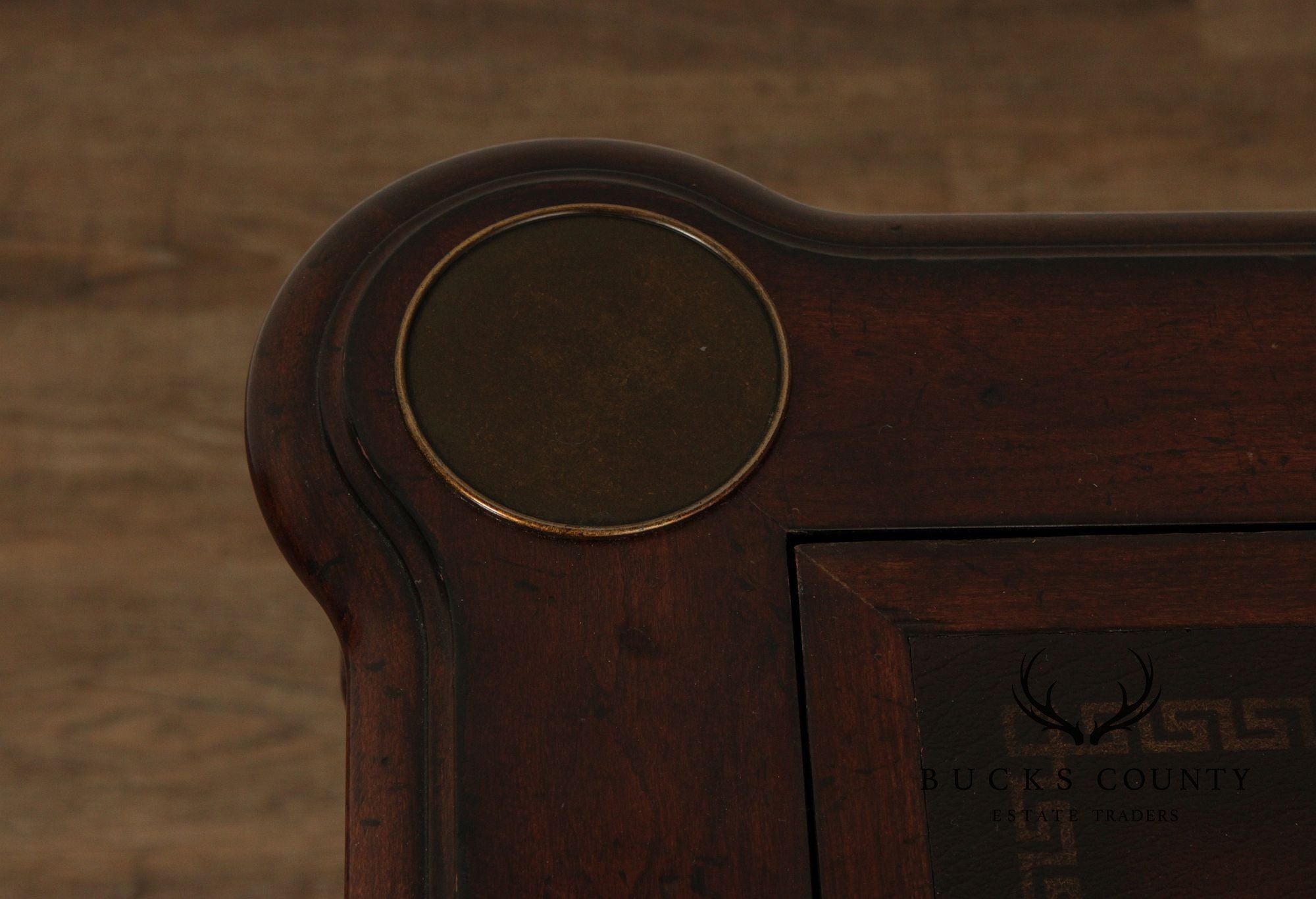 Jacobean Style Leather Top Dark Cherry Games Table