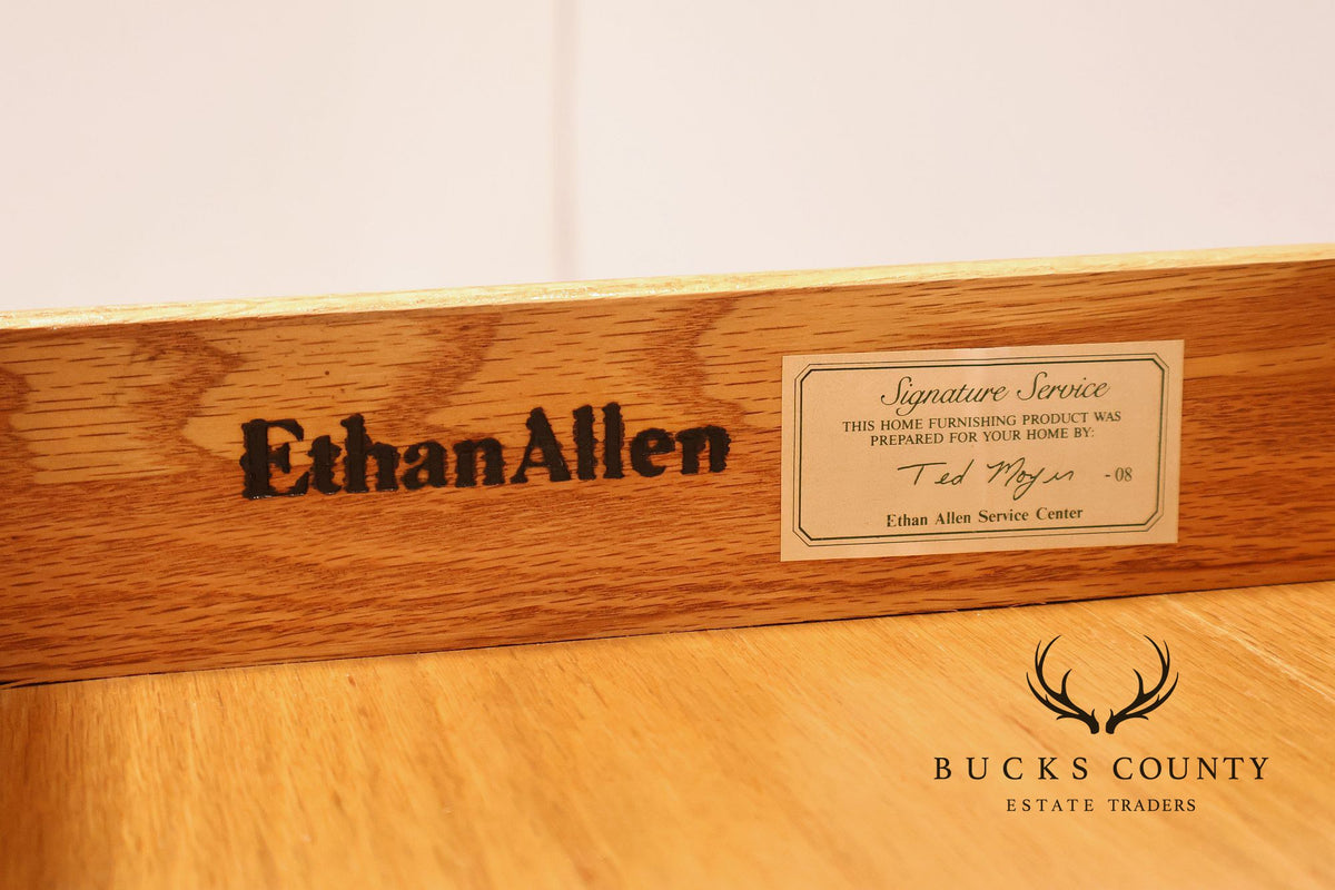 Ethan Allen Rustic Style Oak Flip Top Server