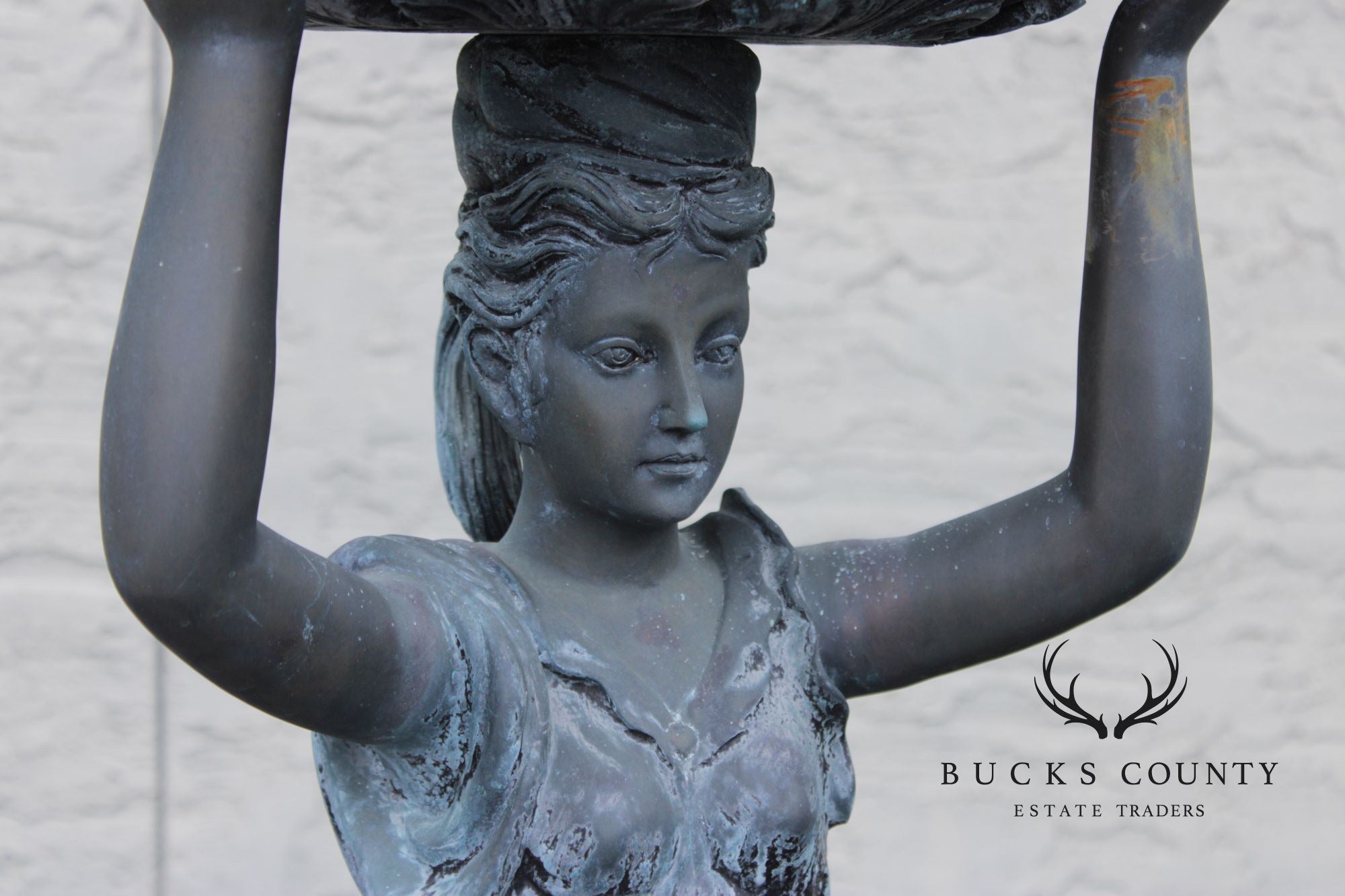 Classical Style Figural Bronze Garden Birdbath